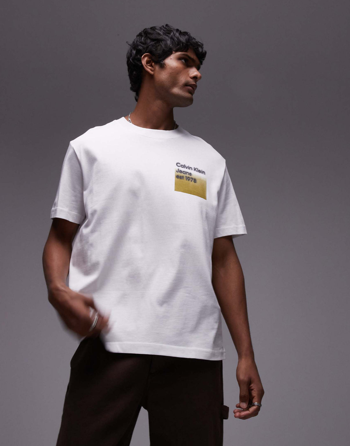 Calvin Klein Jeans box chest logo t-shirt in white