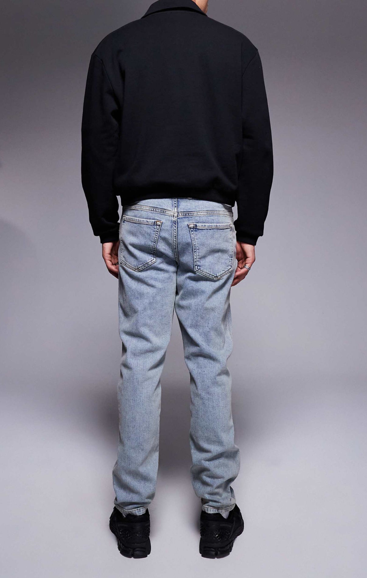River Island tapered fit jeans in lightwash blue