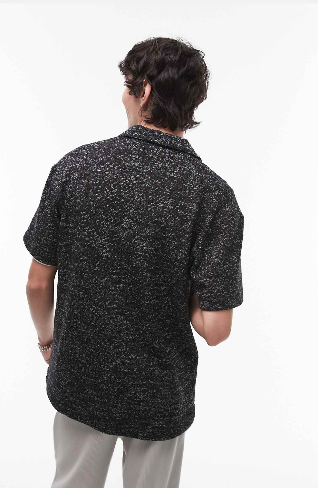 Topman oversized fit textured polo in grey