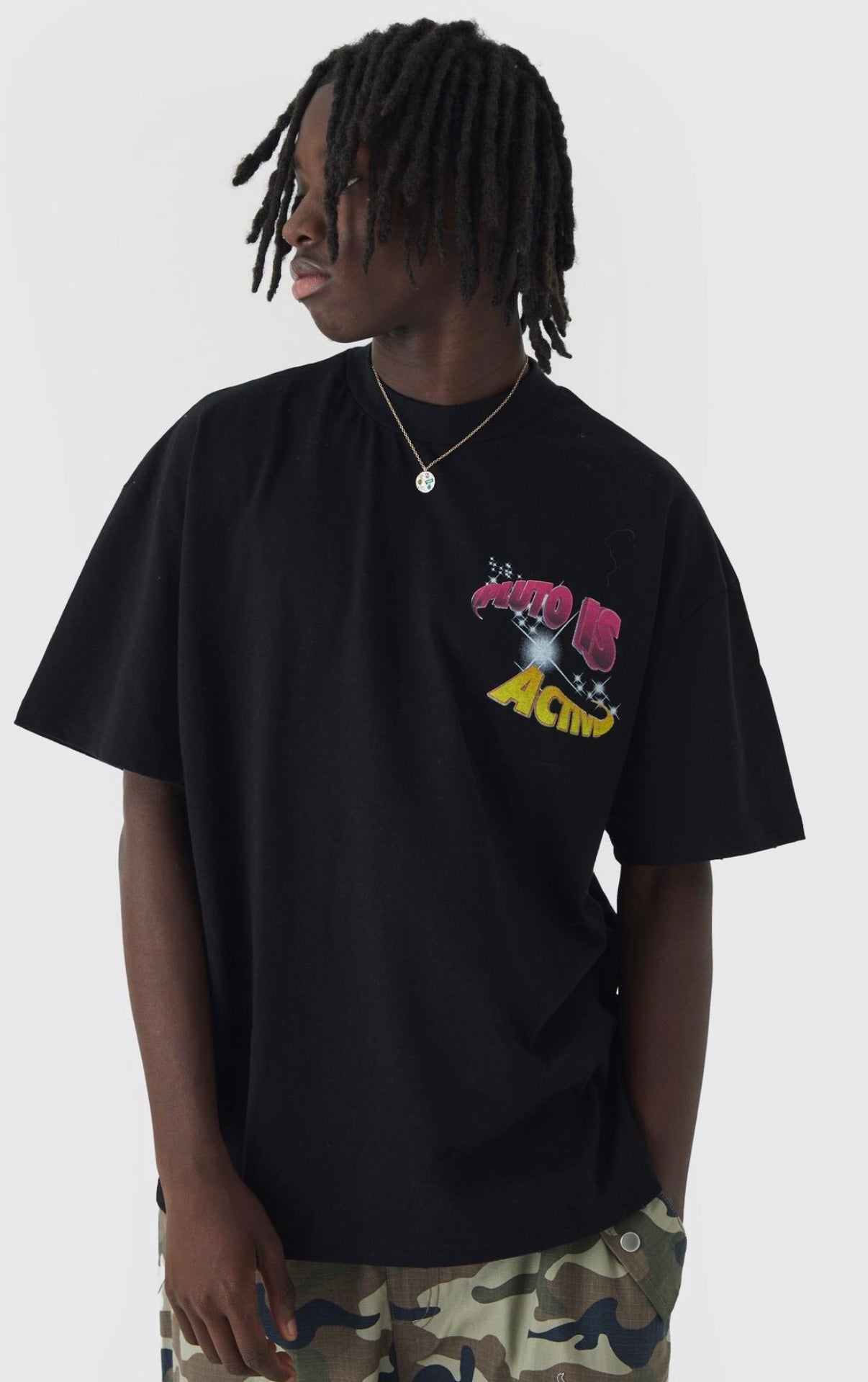 BoohooMAN Oversized Extended Neck Space T-Shirt