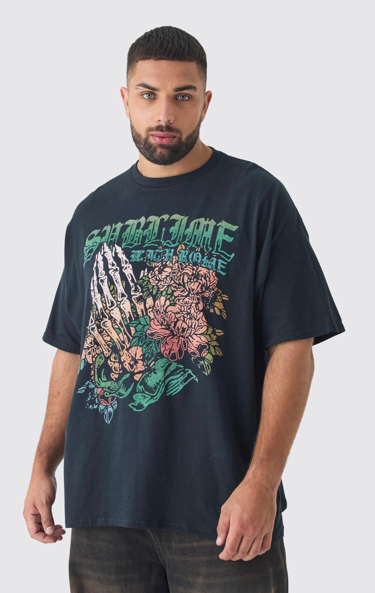 BoohooMAN Plus Oversized Sublime Band License Print T-Shirt