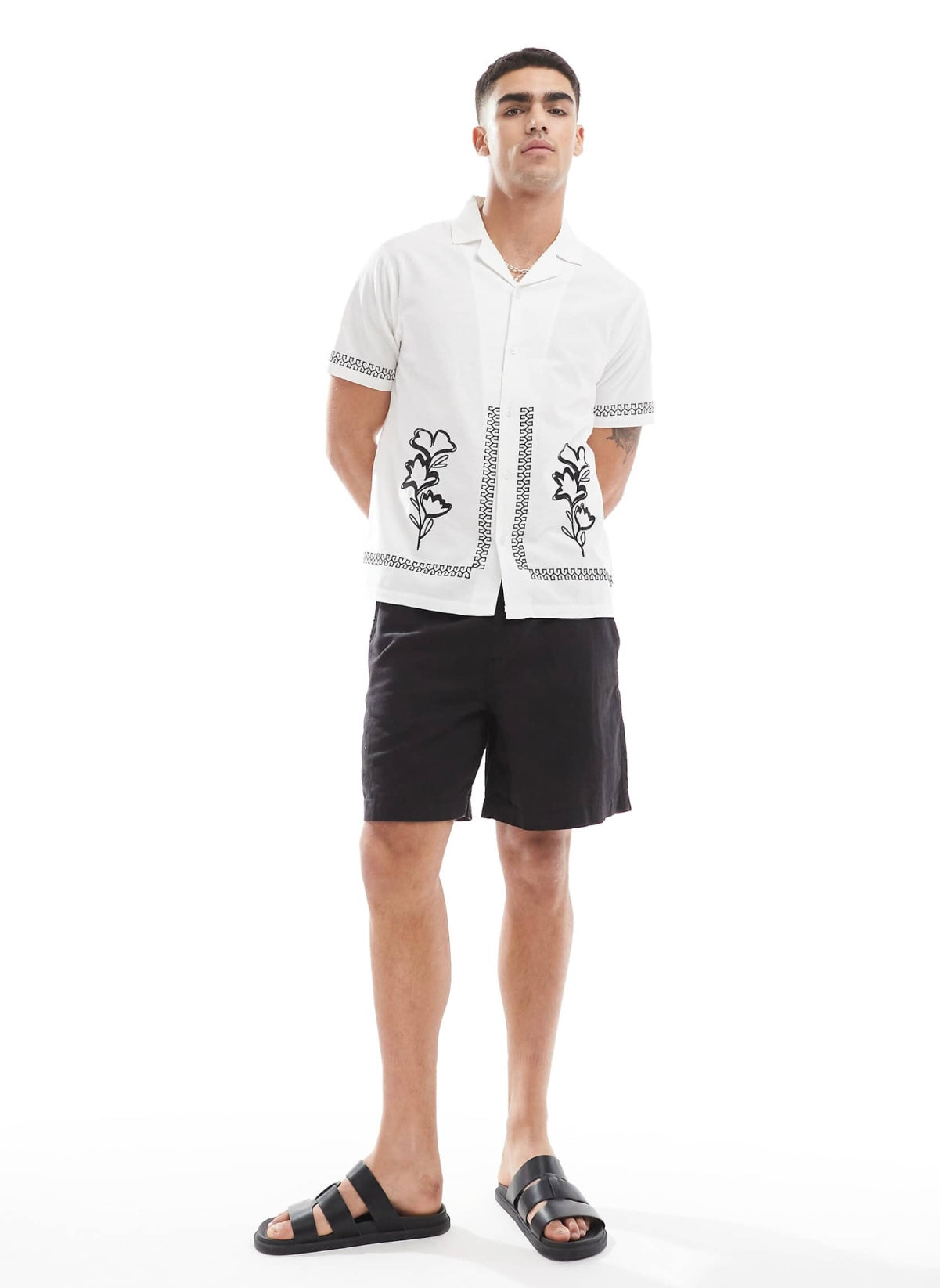 Aray embroidered resort beach shirt in white
