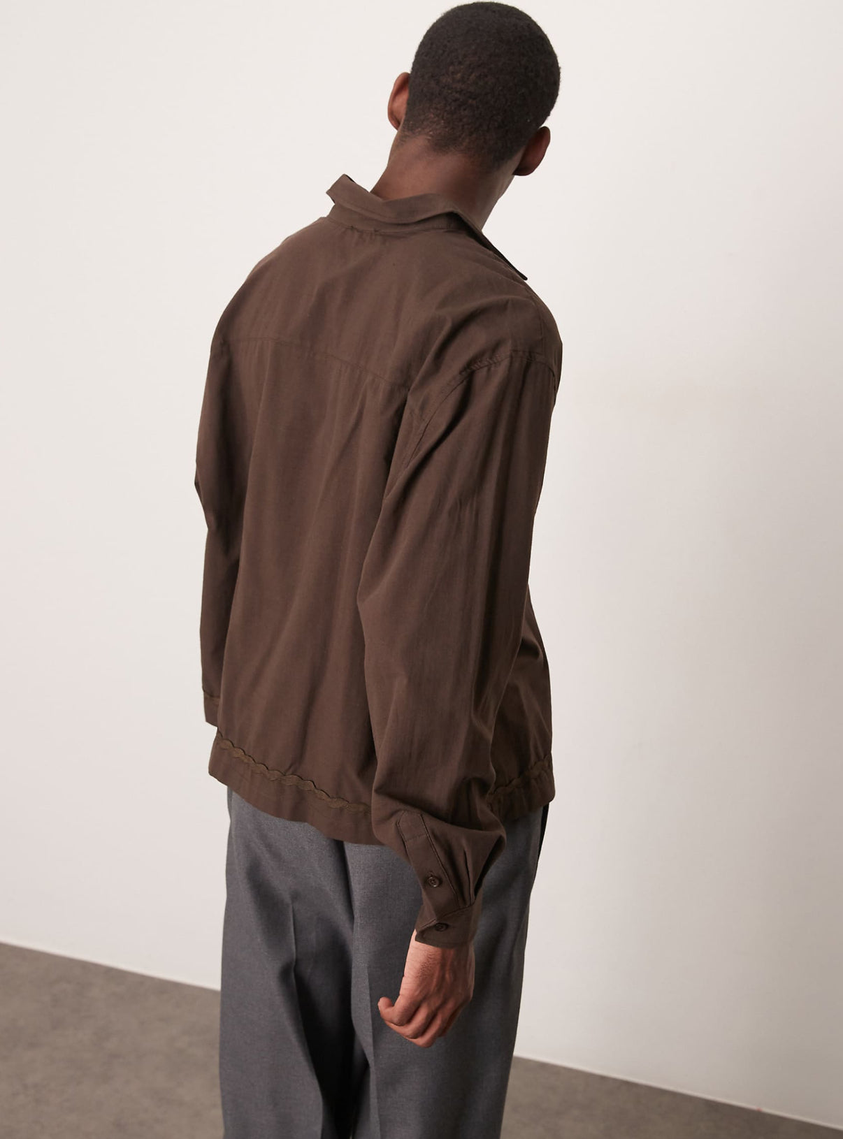 ASOS DESIGN oversized boxy shirt with taping in brown