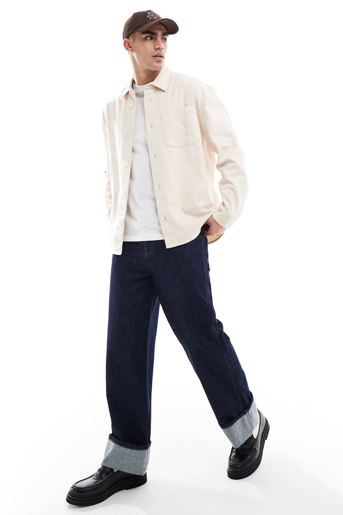 River Island relaxed fit overdyed shirt in ecru