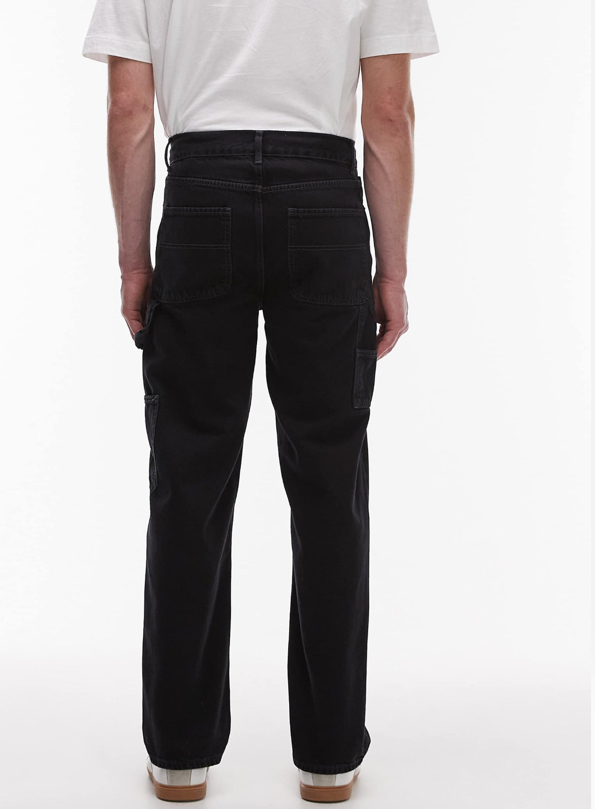 Topman rigid straight leg carpenter jean in washed black