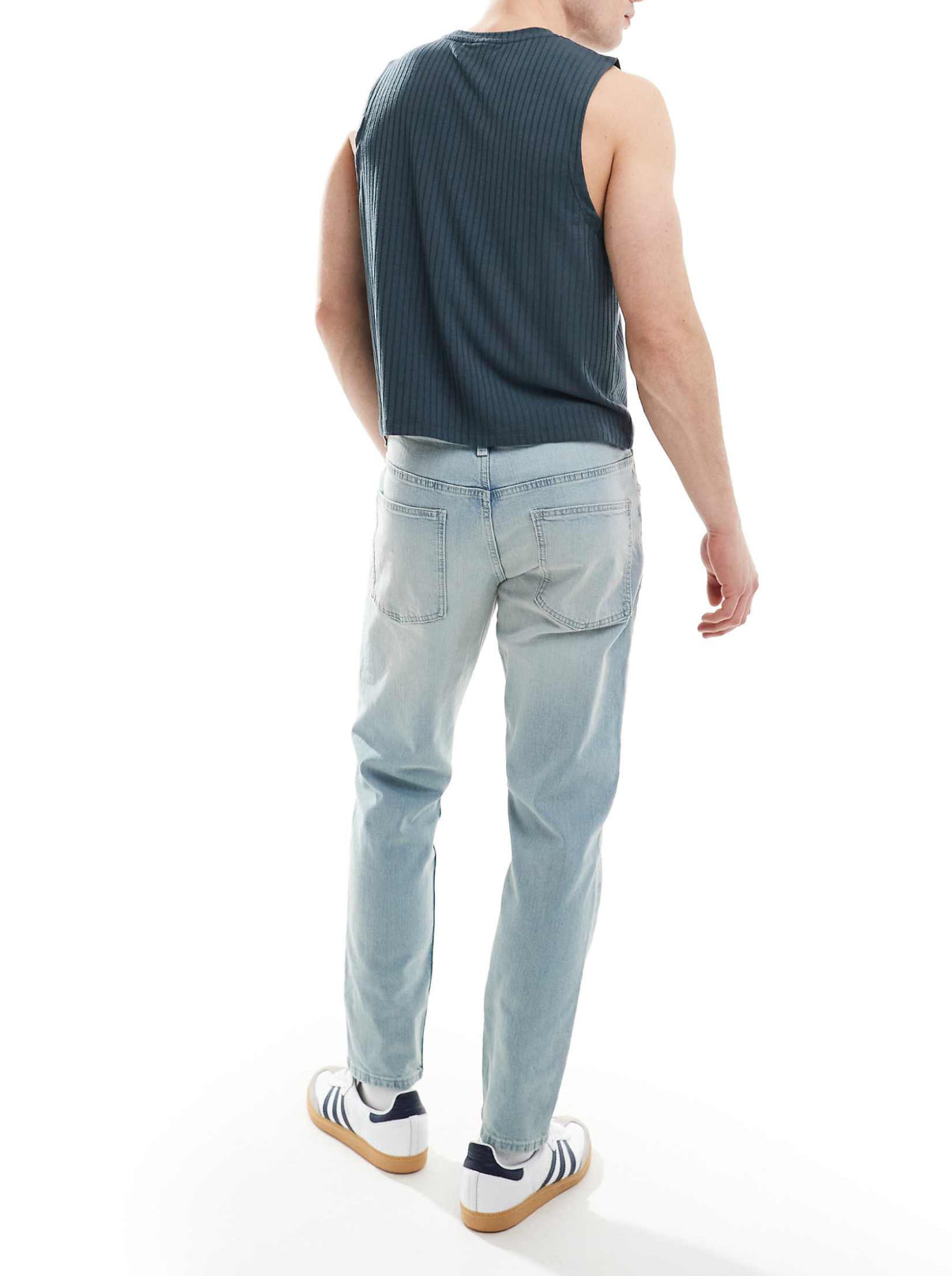 ASOS DESIGN tapered jeans in lightwash blue