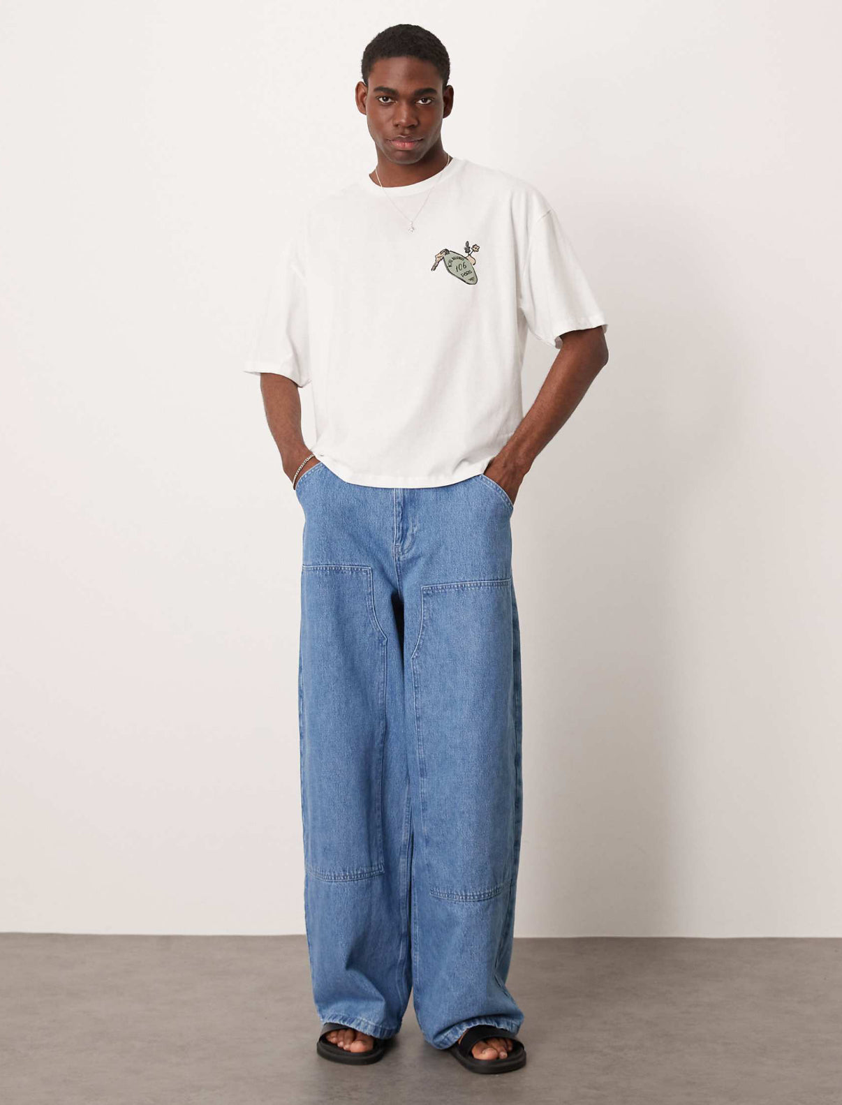 ASOS DESIGN boxy oversized t-shirt with back summer graphic in white