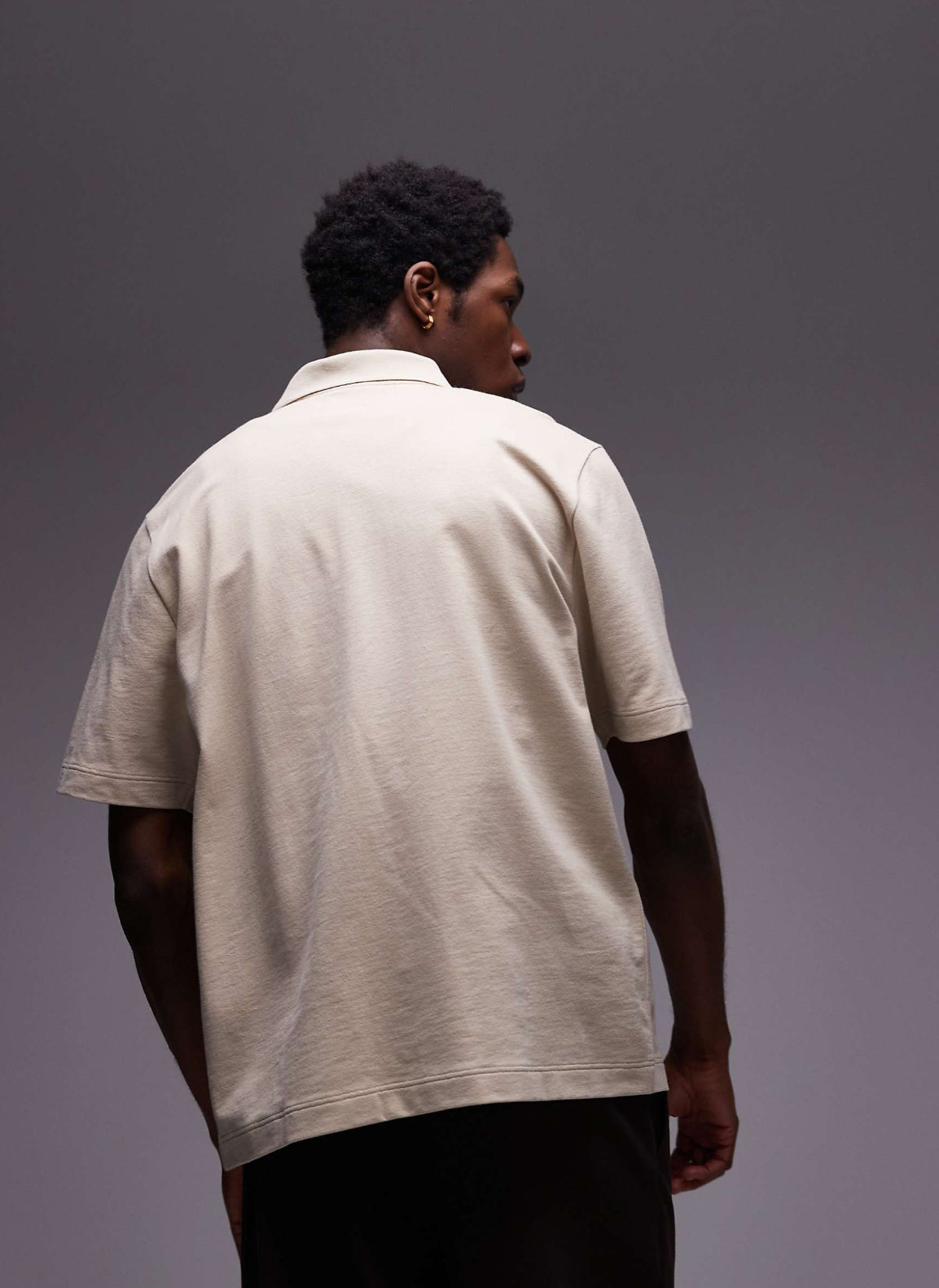 Topman oversized fit button through jersey shirt in ecru