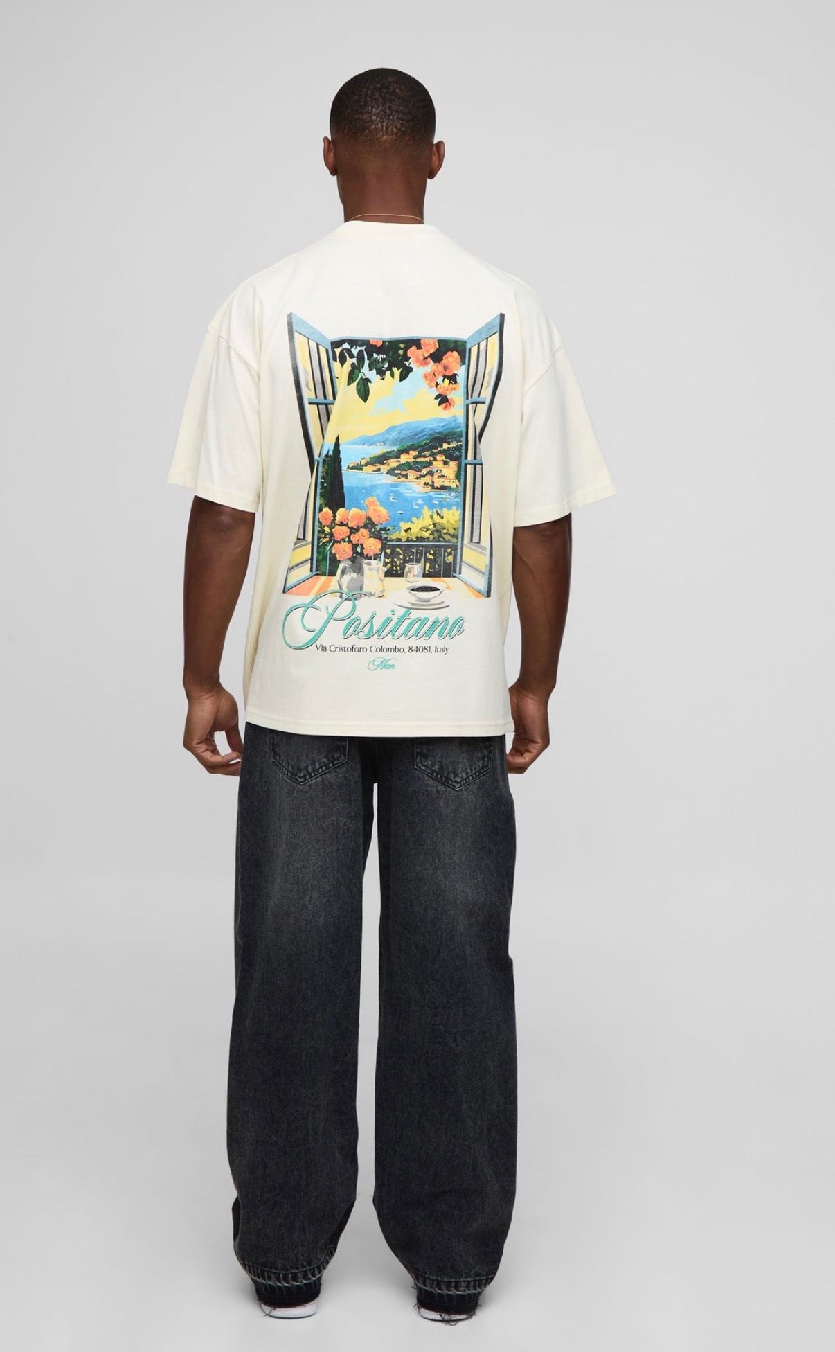 BoohooMAN Relaxed Floral Embroidery Denim Jeans With Let Down Hem