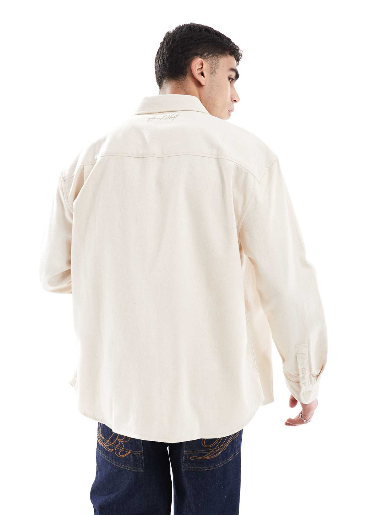 River Island relaxed fit overdyed shirt in ecru