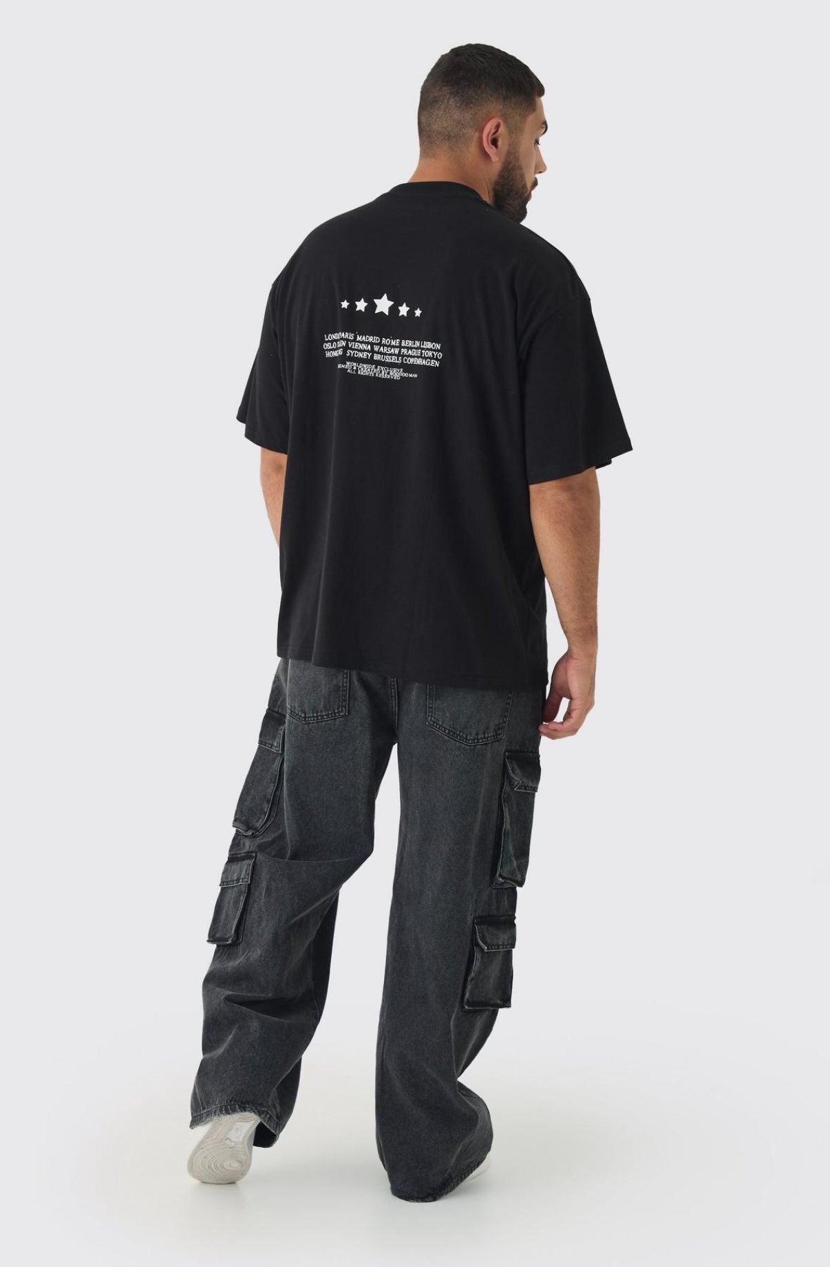 BoohooMAN Plus Oversized Extended Neck Limited Print T-Shirt