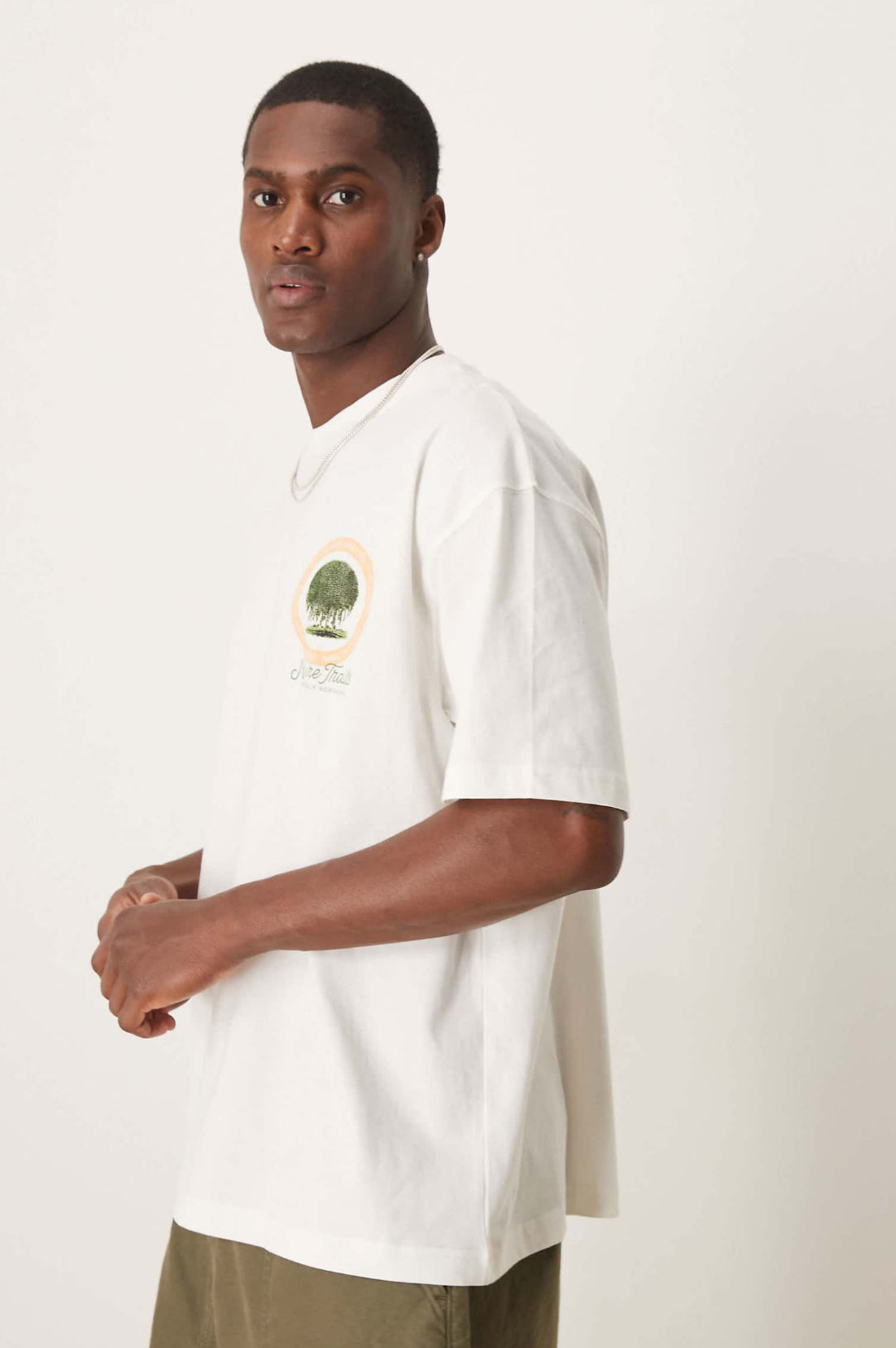 ASOS design oversized t shirt with scenic graphic in cream