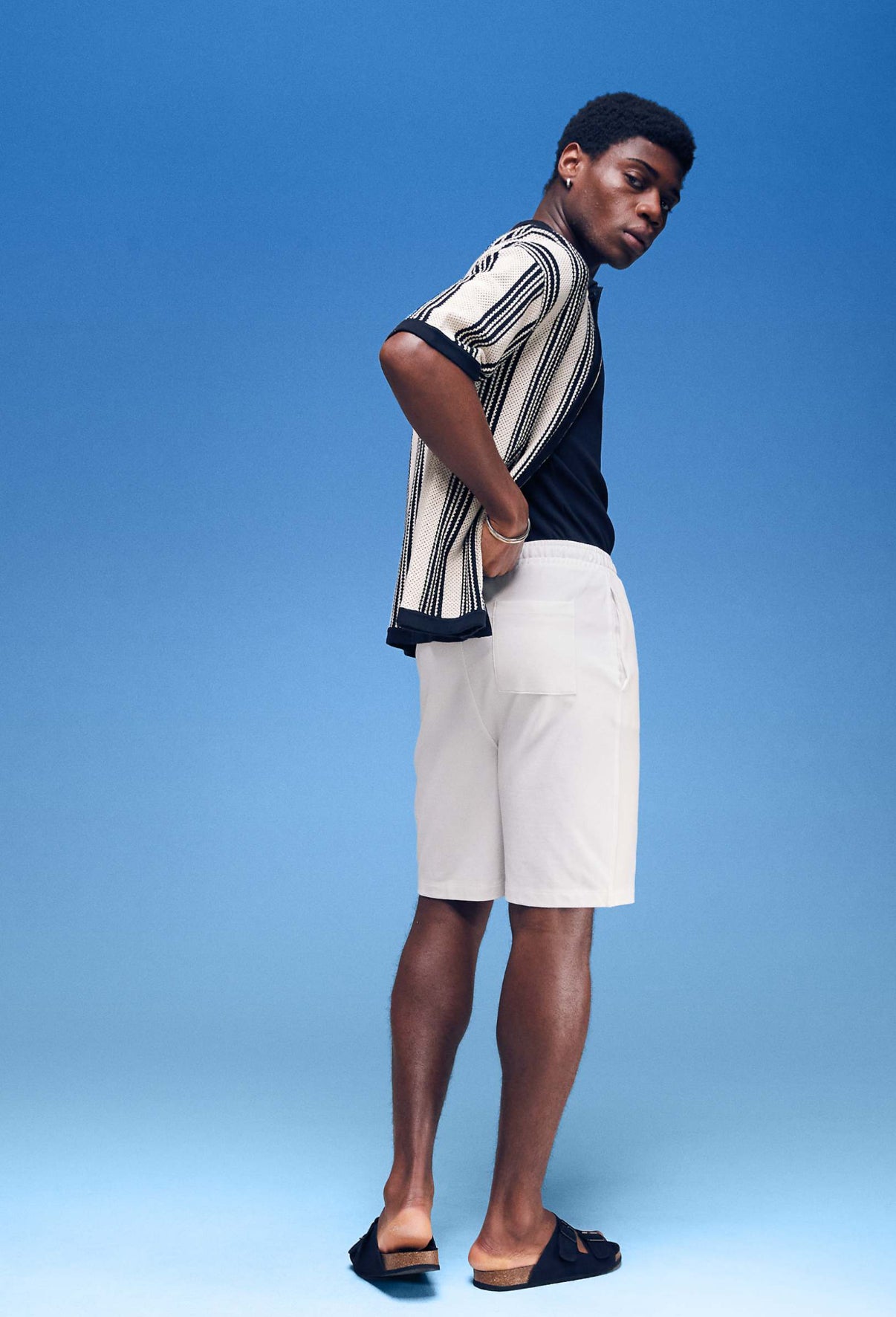 ASOS DESIGN slim pique short in off white
