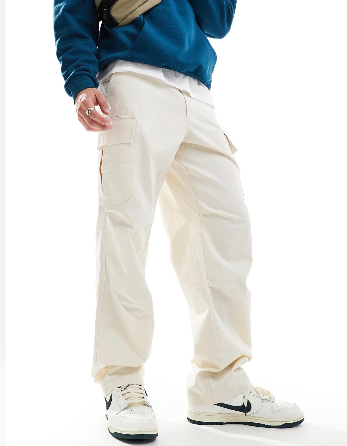 ASOS DESIGN baggy cargos in stone