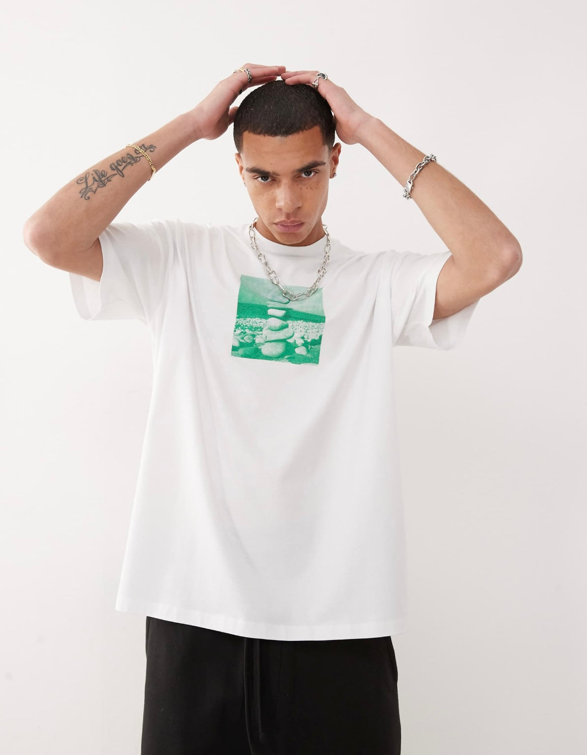 COLLUSION oversized front print t-shirt in white