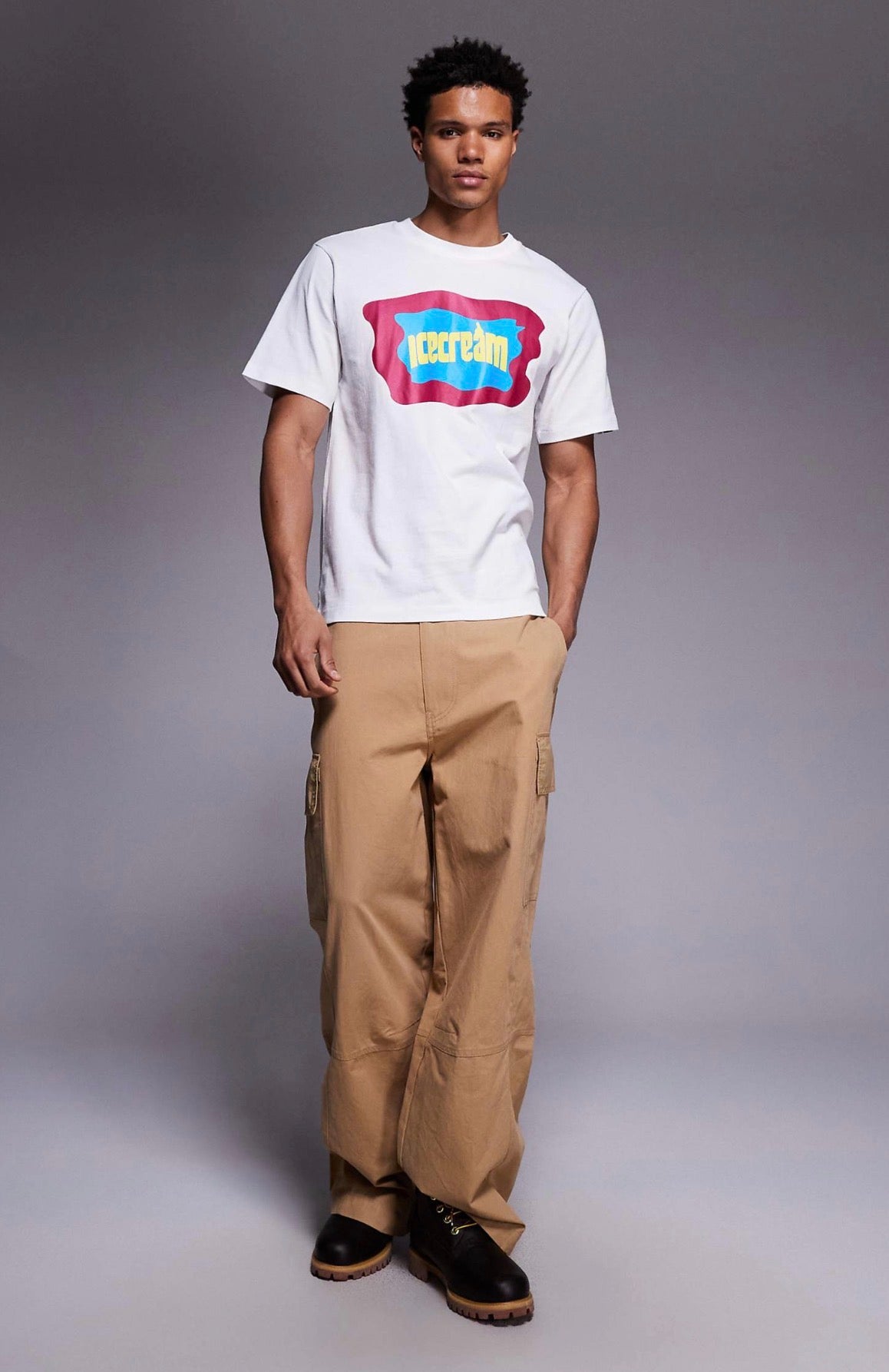 ICECREAM block logo heavyweight t-shirt in white