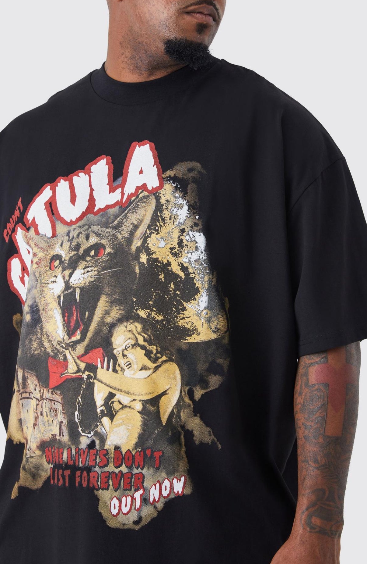BoohooMAN Plus Oversized Cataula Graphic T-Shirt