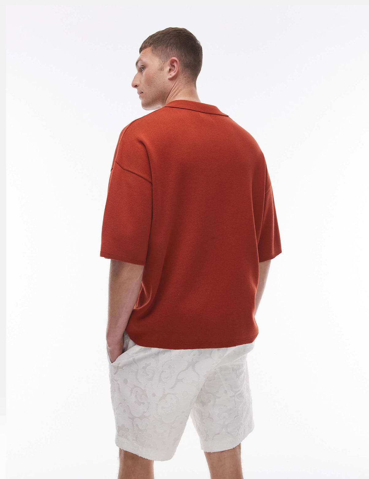 Topman floral Embroidered polo in rust