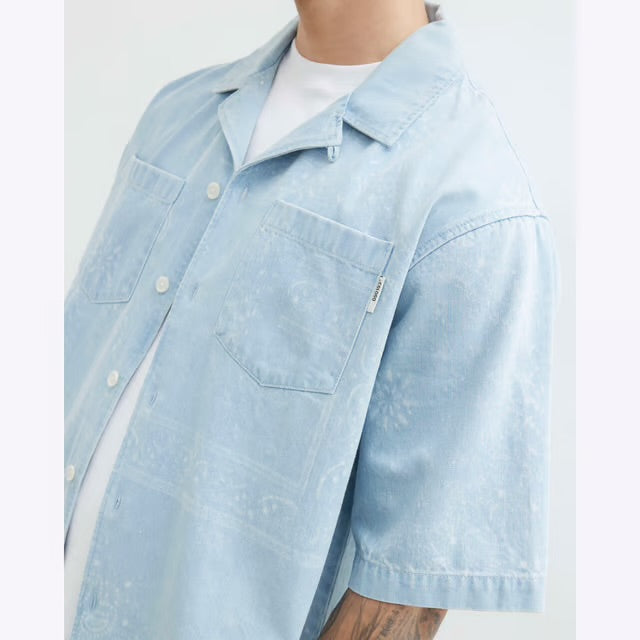 River Island Mens Blue Regular Fit Paisley Denim Shirt