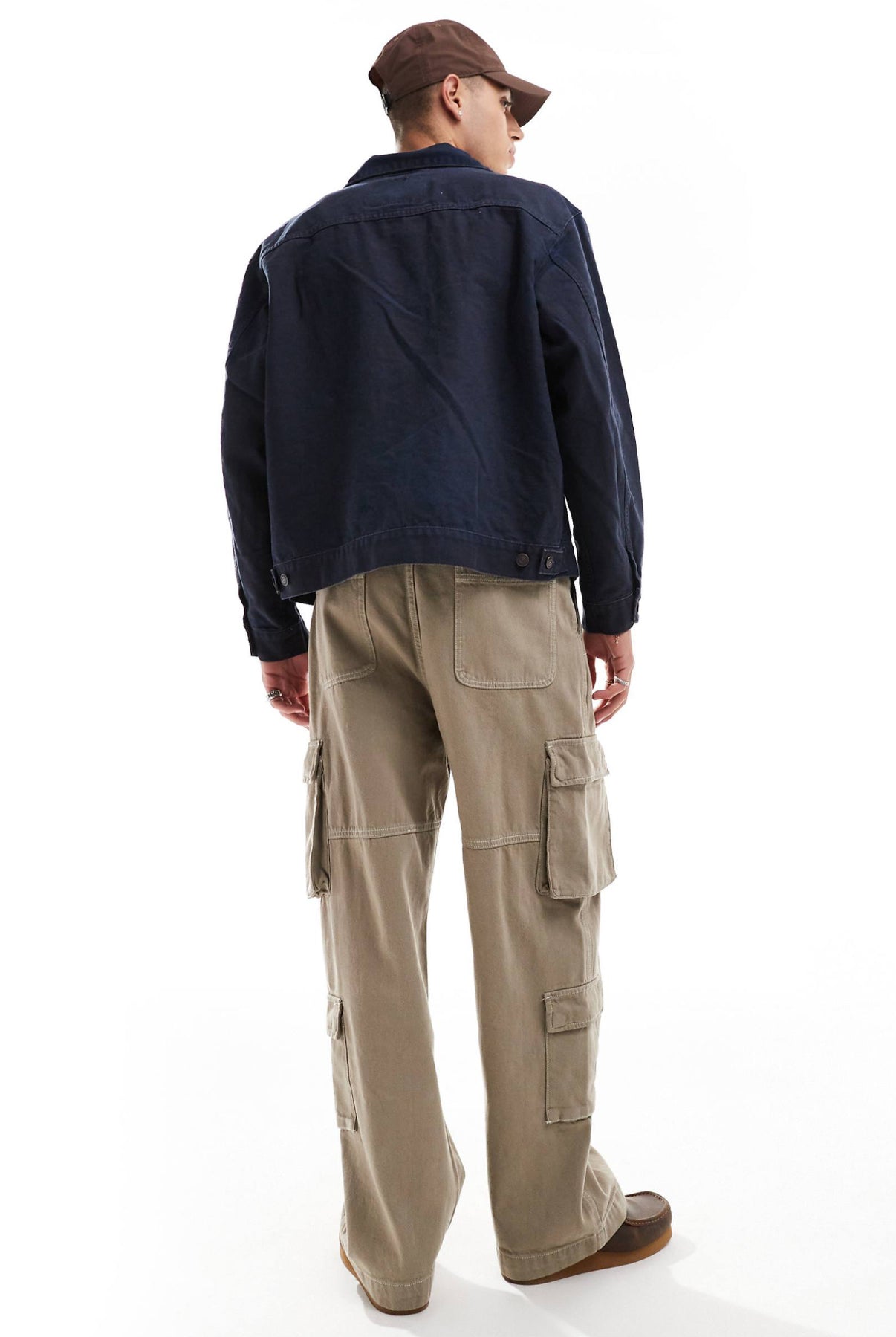 Bershka straight leg cargo trouser in camel