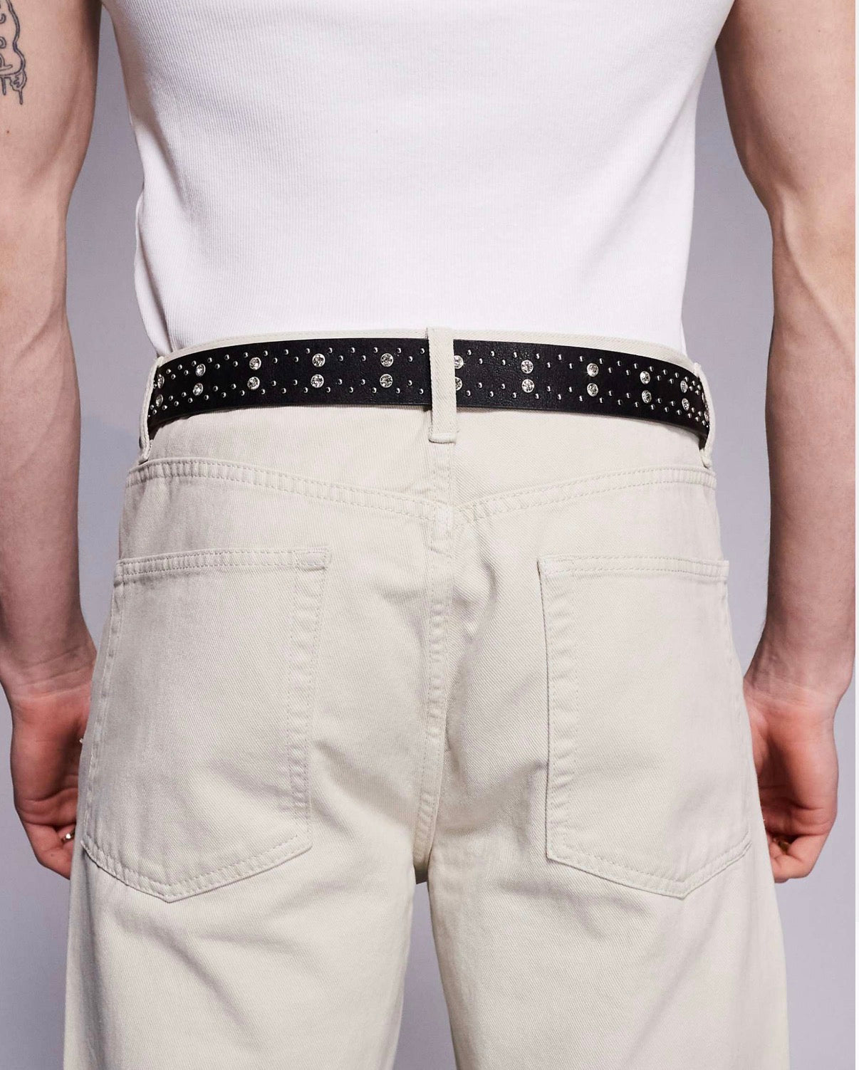 ASOS DESIGN western cowboy crystal studded belt in black faux leather