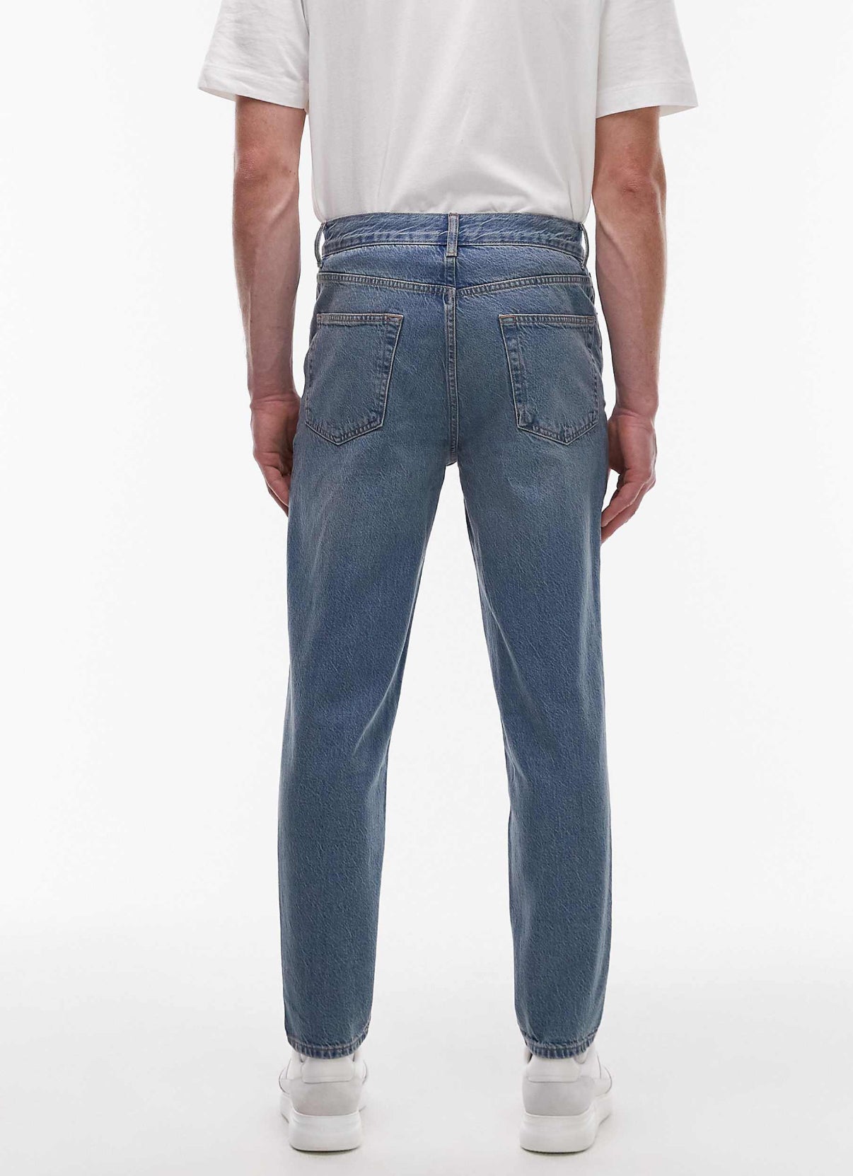 Topman rigid taper jean in mid wash