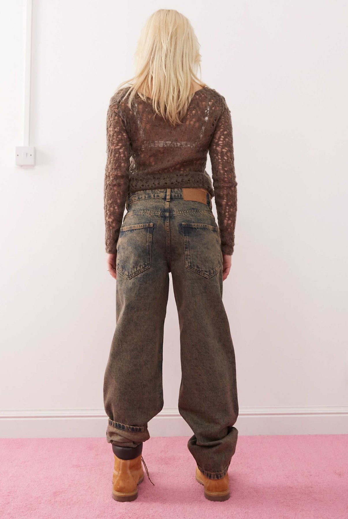 Reclaimed Vintage unisex barrel leg jean in brown wash