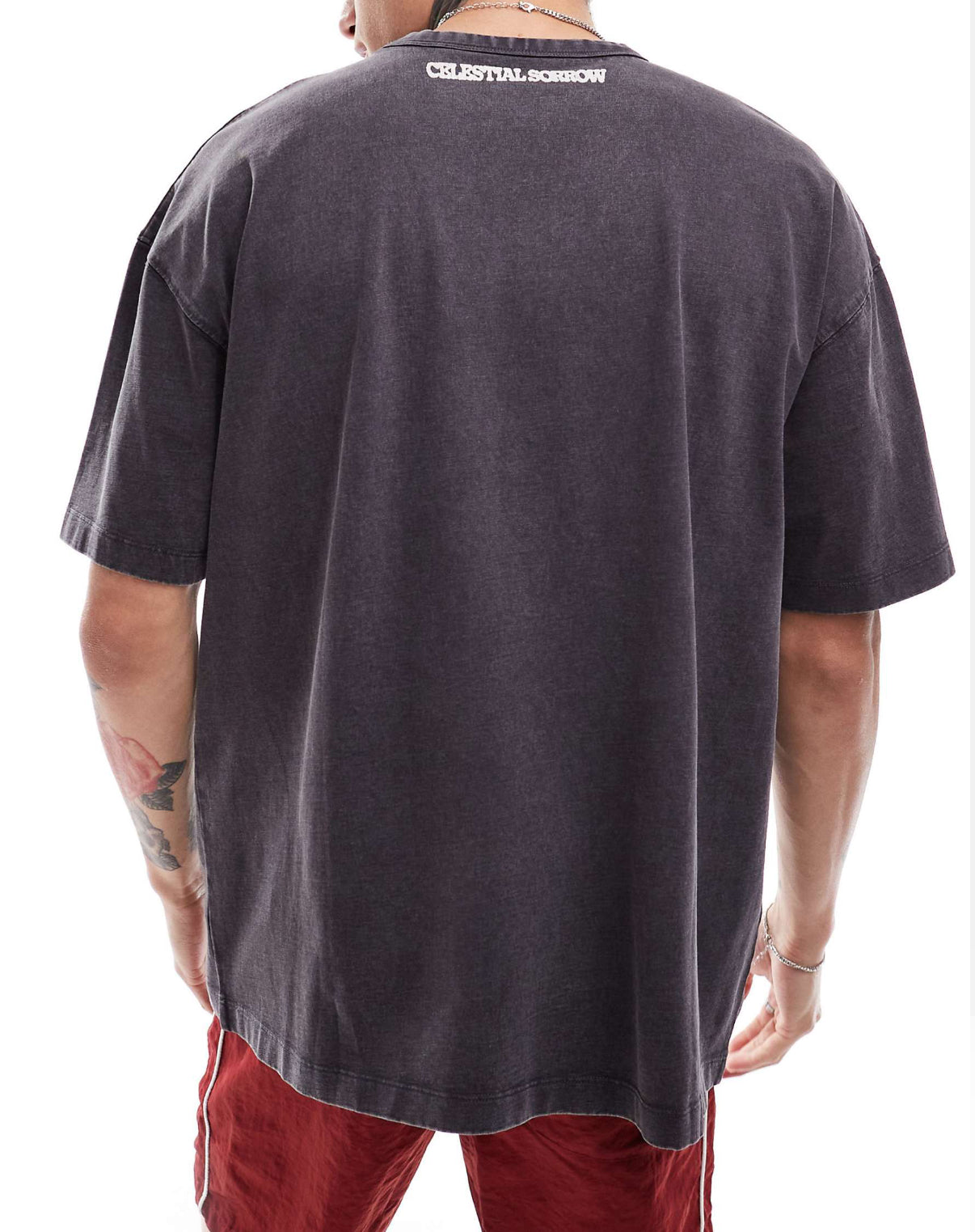 ASOS DESIGN boxy oversized t-shirt in heavyweight 220gsm washed black with cherub front print