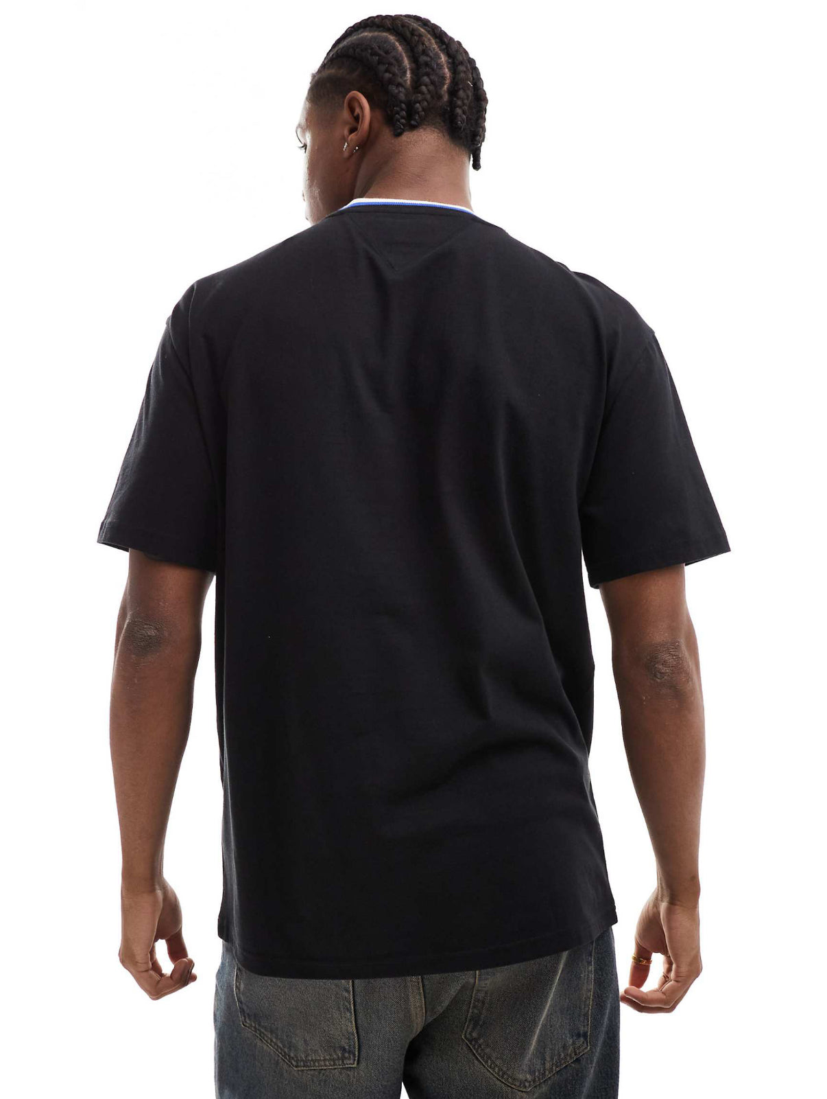 Tommy Jeans linear logo ringer t-shirt in black