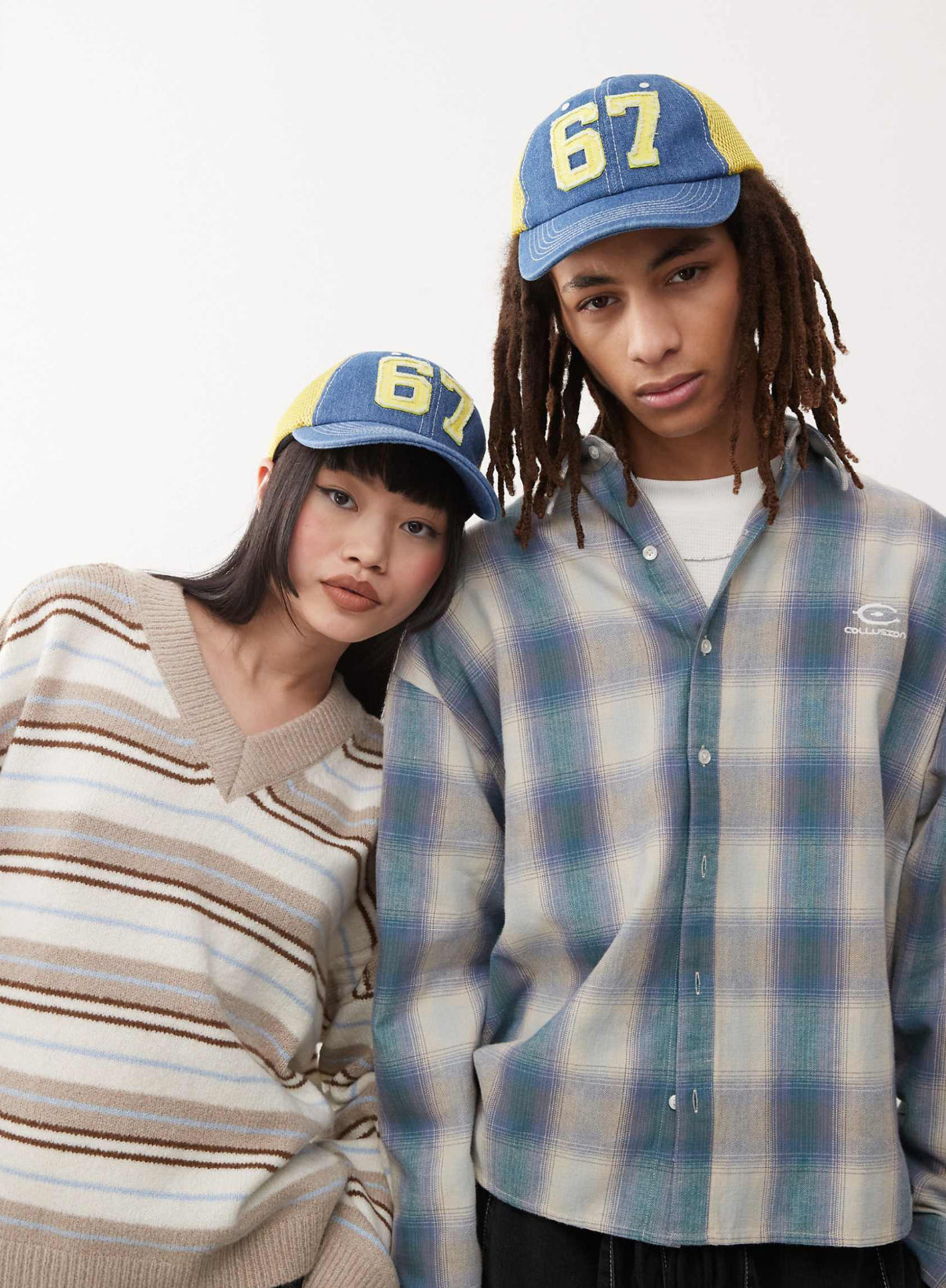 COLLUSION Unisex cap with embroidery in blue