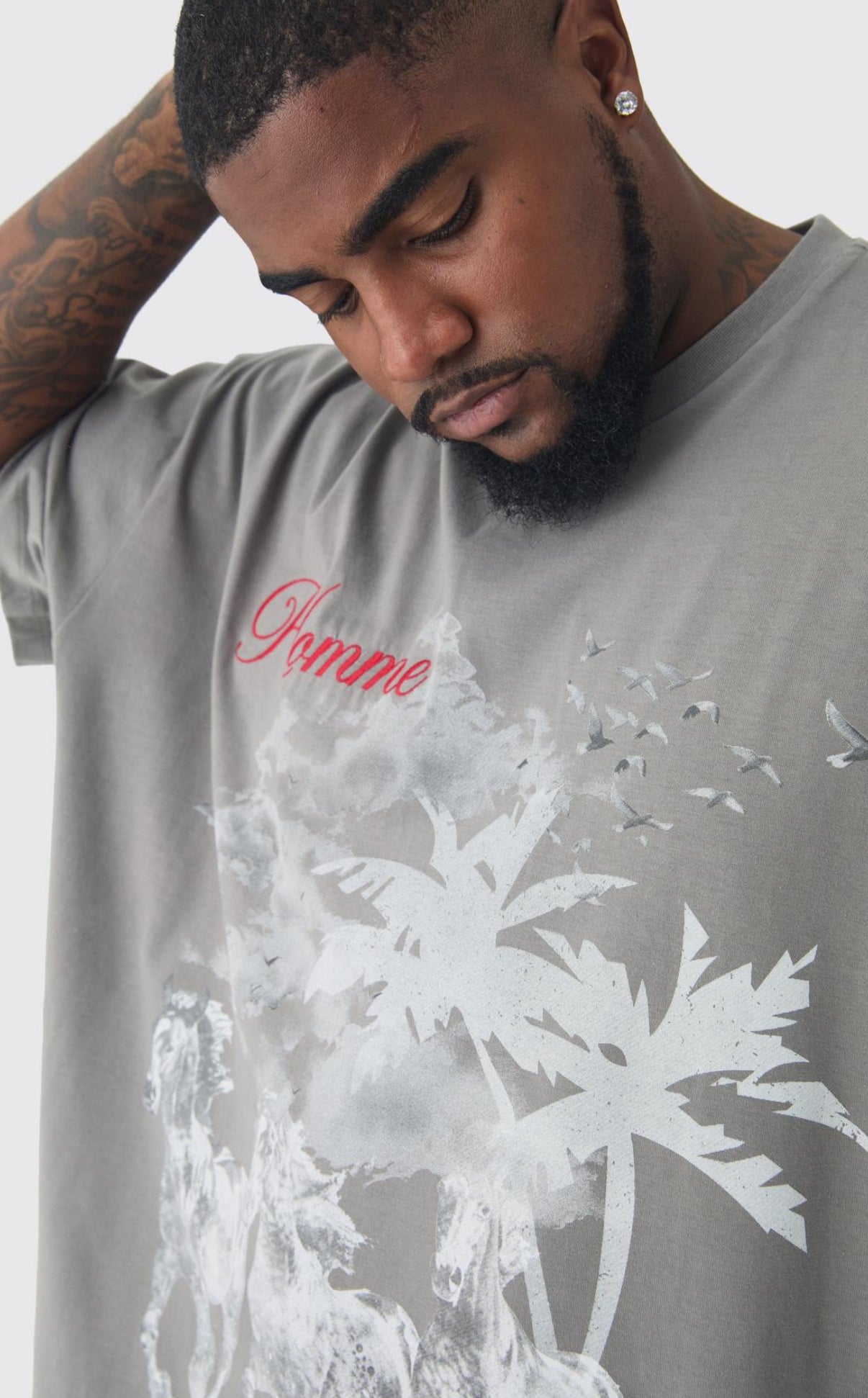 BoohooMAN Plus Oversized Boxy Western Horse T-Shirt
