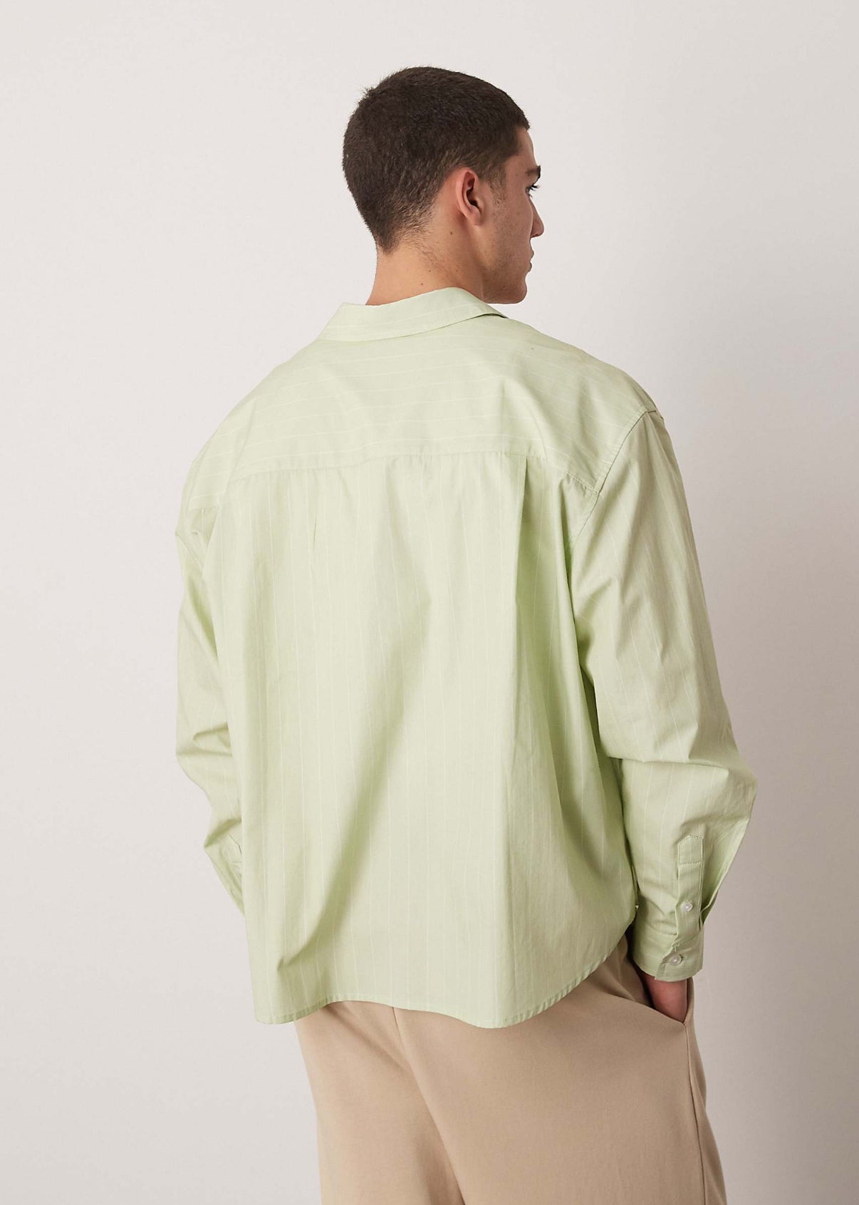 ASOS DESIGN oversized striped shirt with embroidery in green