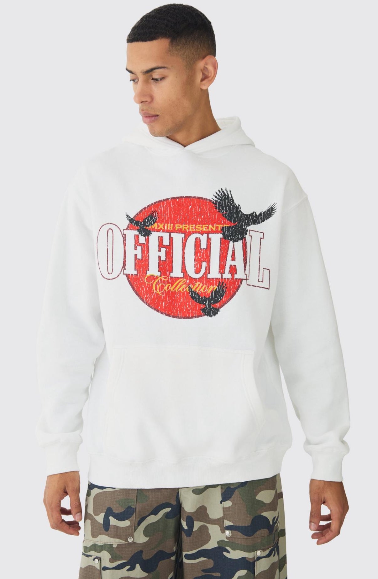 BoohooMAN OVERSIZED OFFICIAL PRINT HOODIE