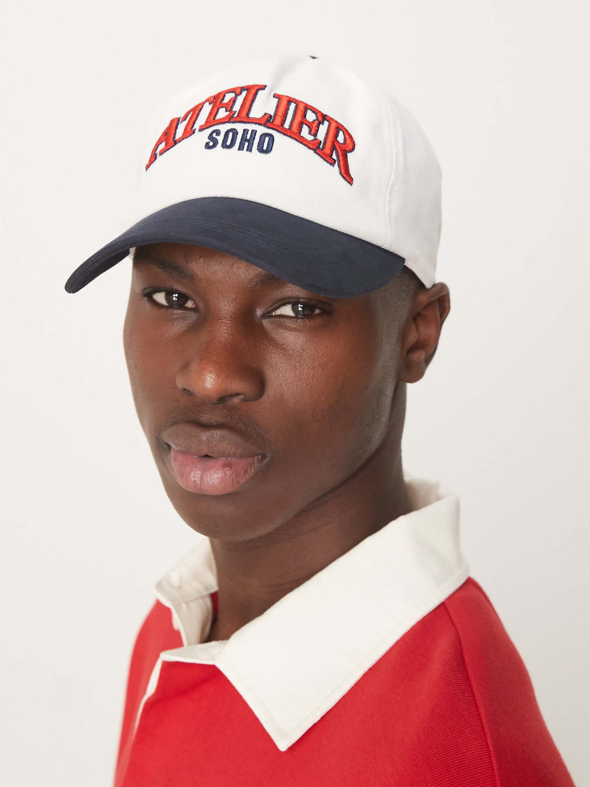 ASOS DESIGN cap with embroidery and contrast peak in white