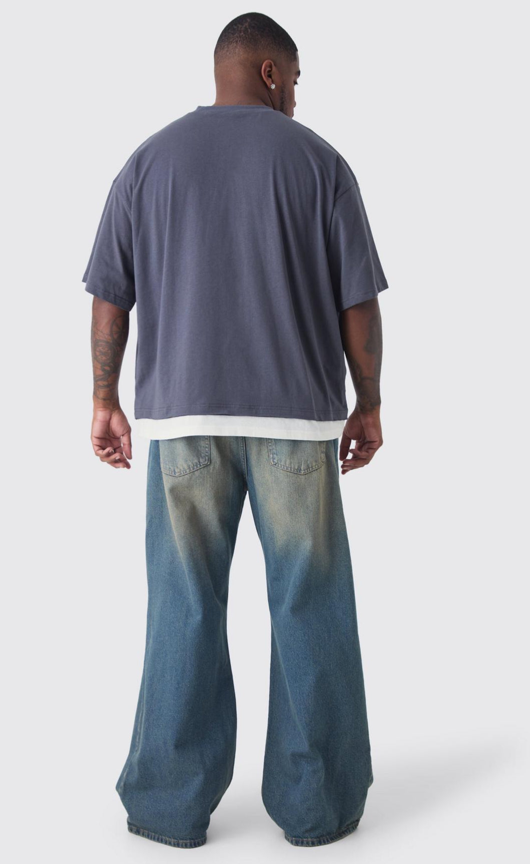 BoohooMAN Plus Oversized Boxy Outlaws Faux Layer T-Shirt