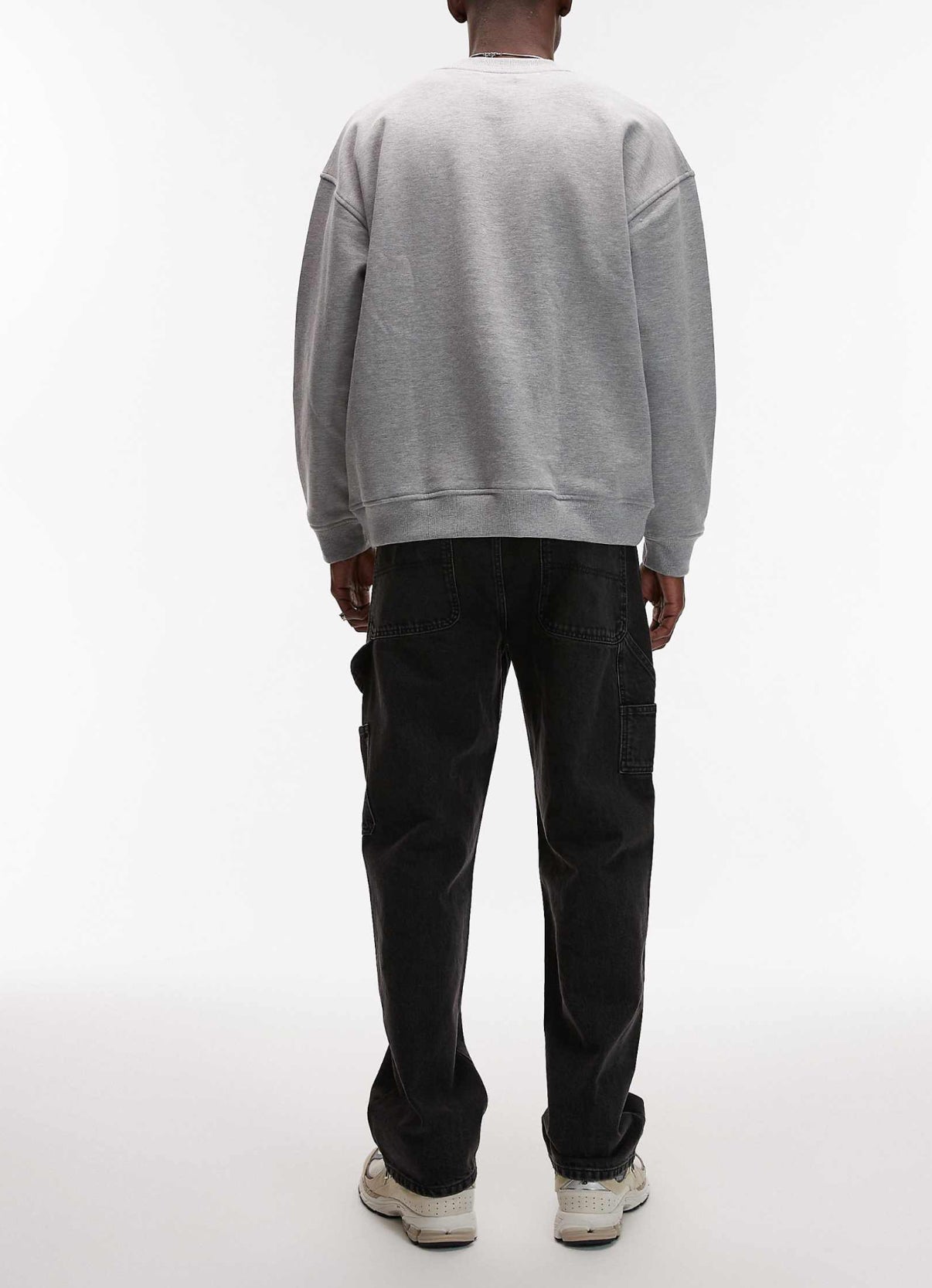 Topman straight carpenter jeans in washed black