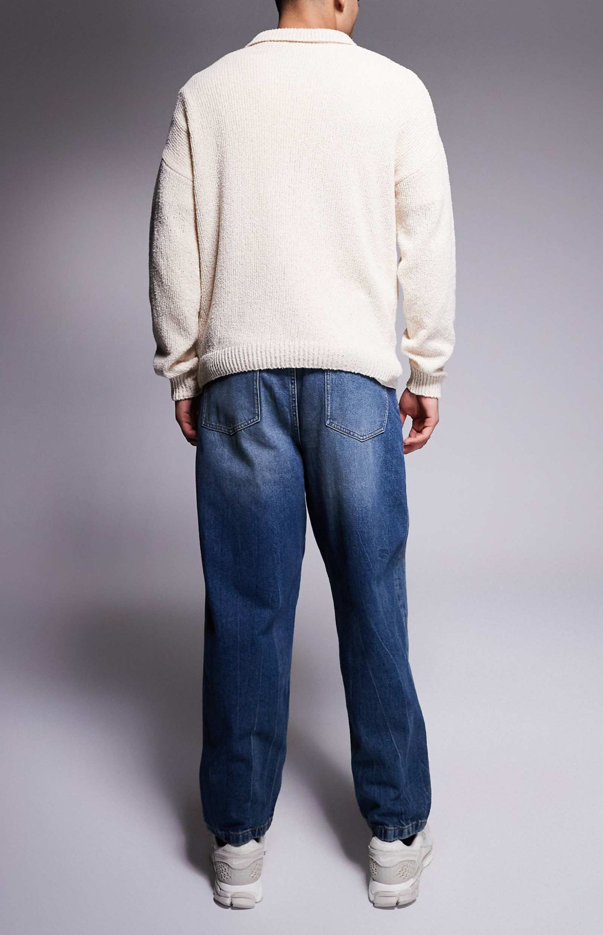 ASOS DESIGN balloon fit jeans with vintage tint in mid dark wash blue