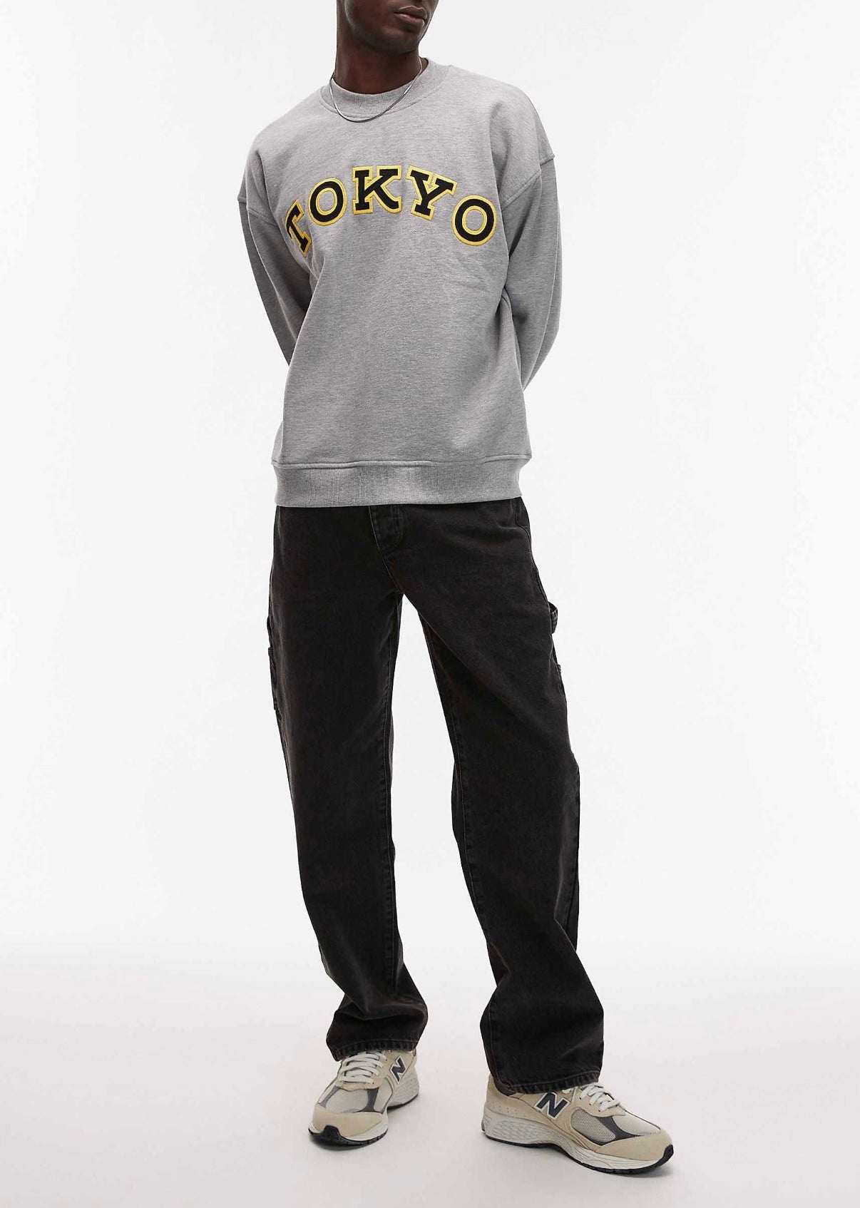 Topman straight carpenter jeans in washed black