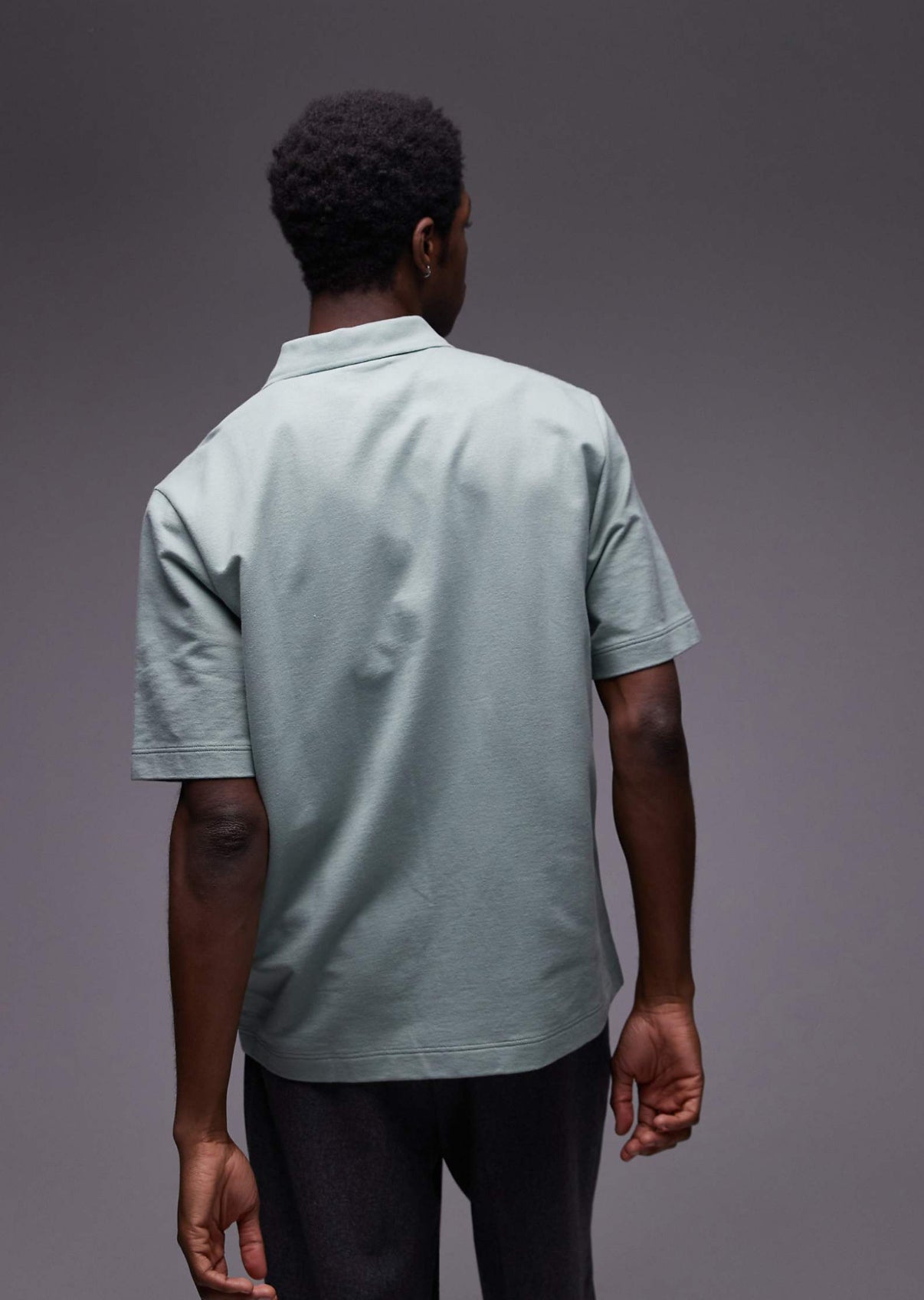 Topman oversized fit button through jersey shirt in sage