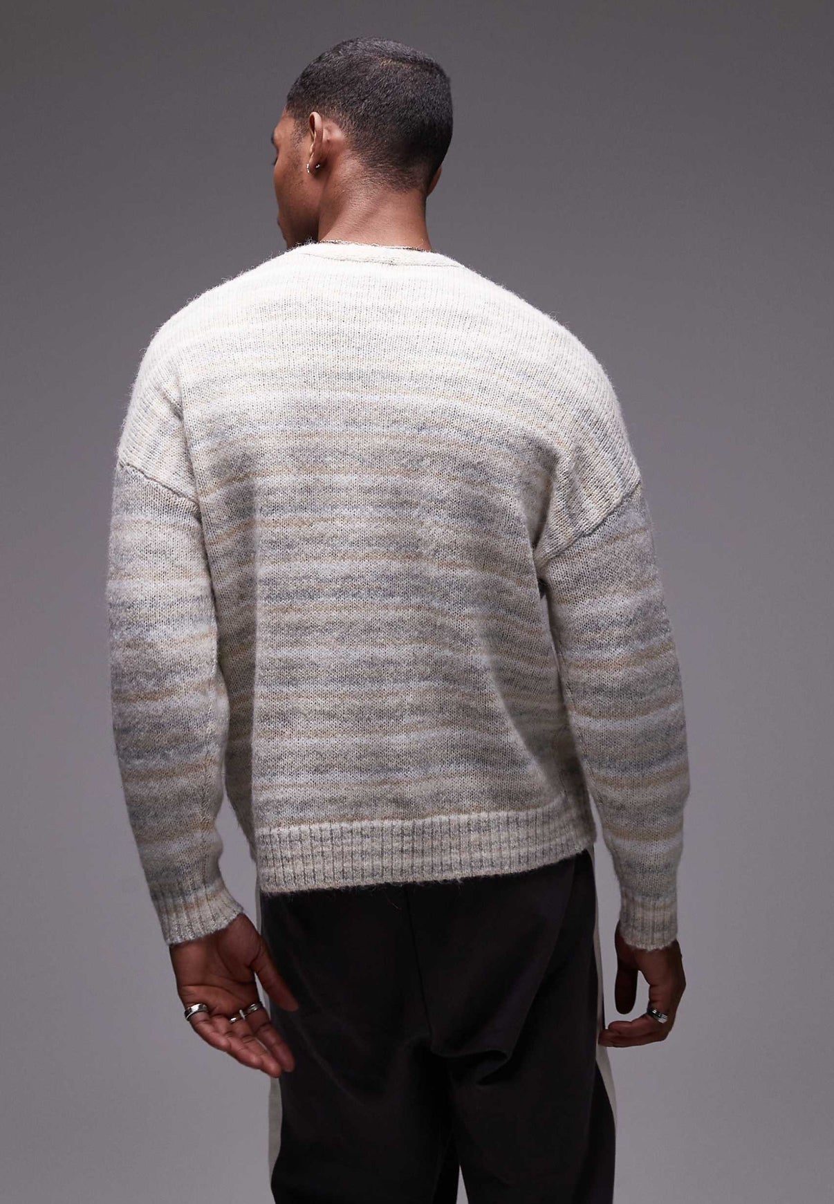 Topman oversized cardigan in sage & cream abstract pattern
