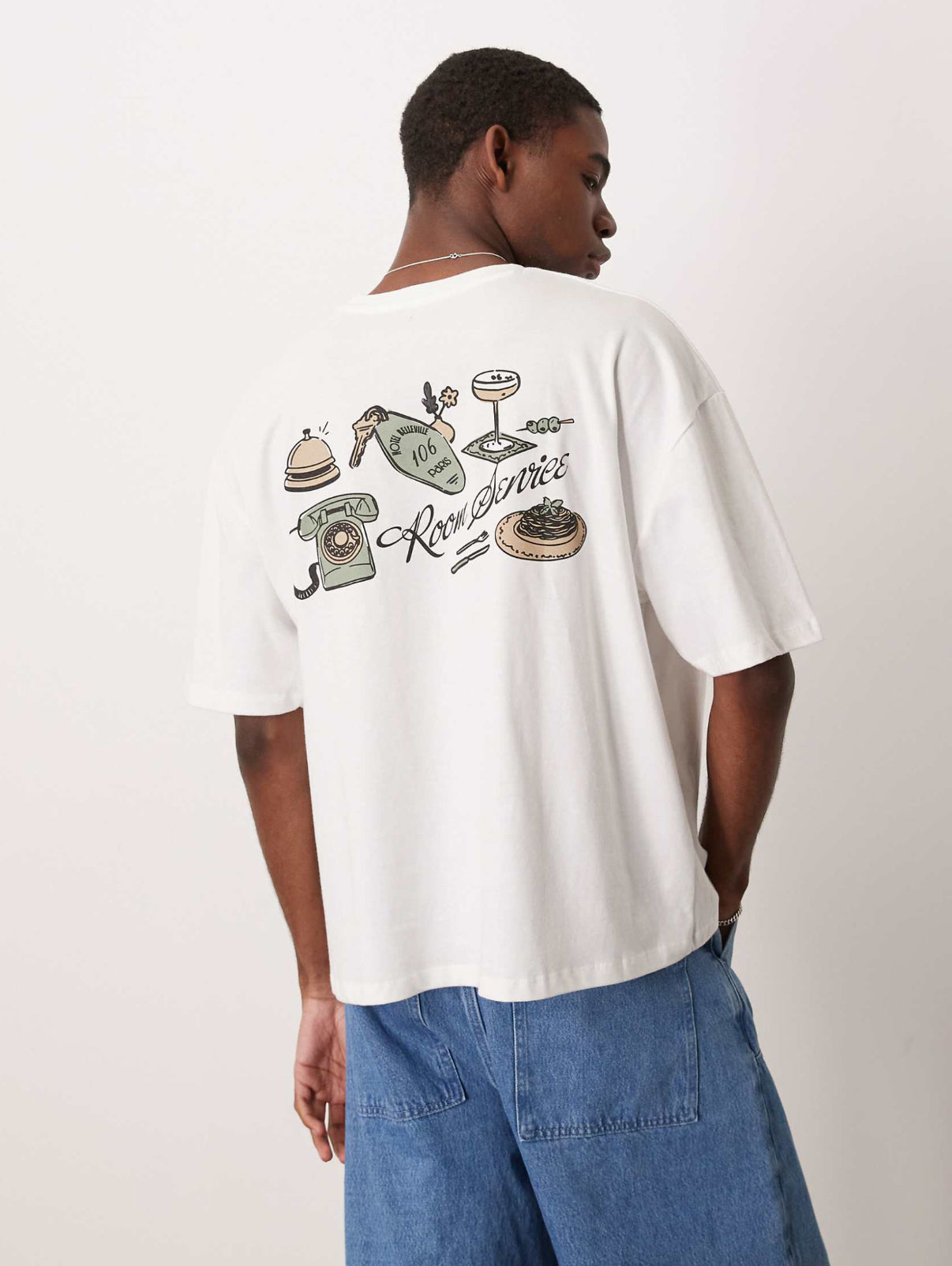 ASOS DESIGN boxy oversized t-shirt with back summer graphic in white
