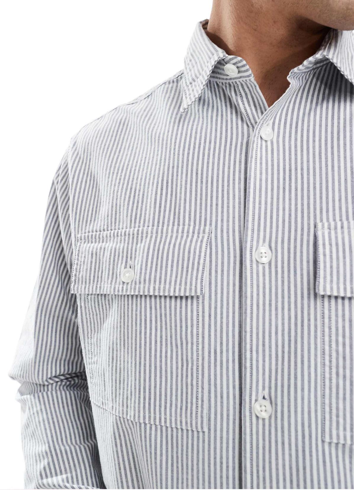 Jack & Jones oxford stripe overshirt in blue
