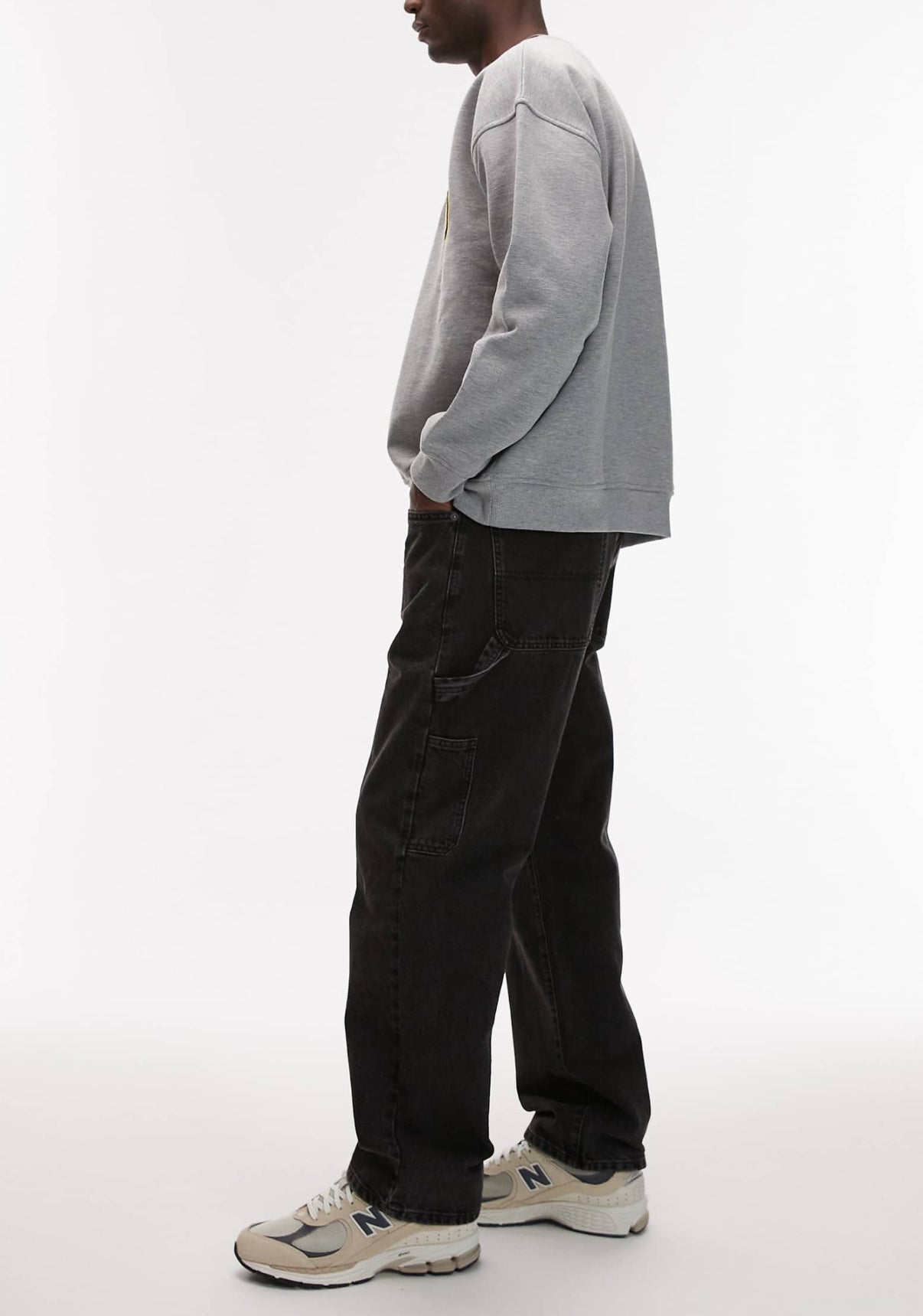 Topman straight carpenter jeans in washed black