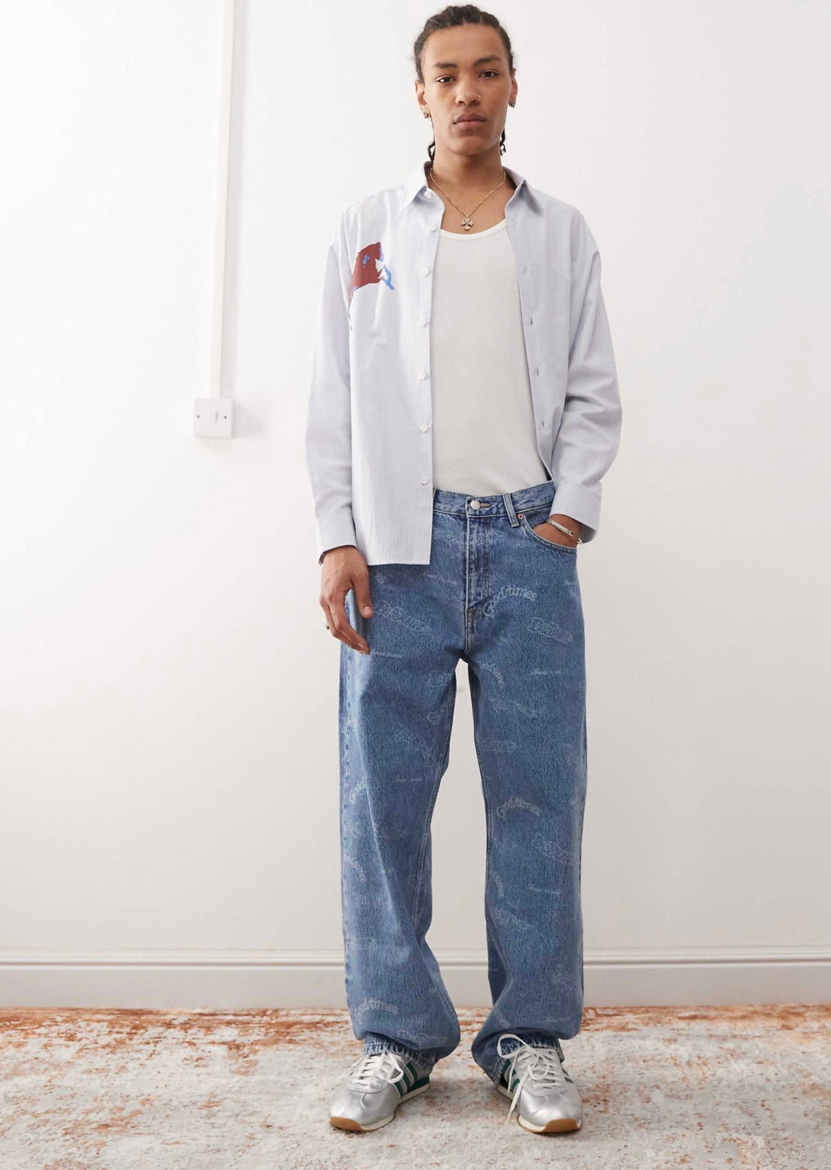 Dr Denim Omar relaxed fit straight leg jeans in retro anniversary print