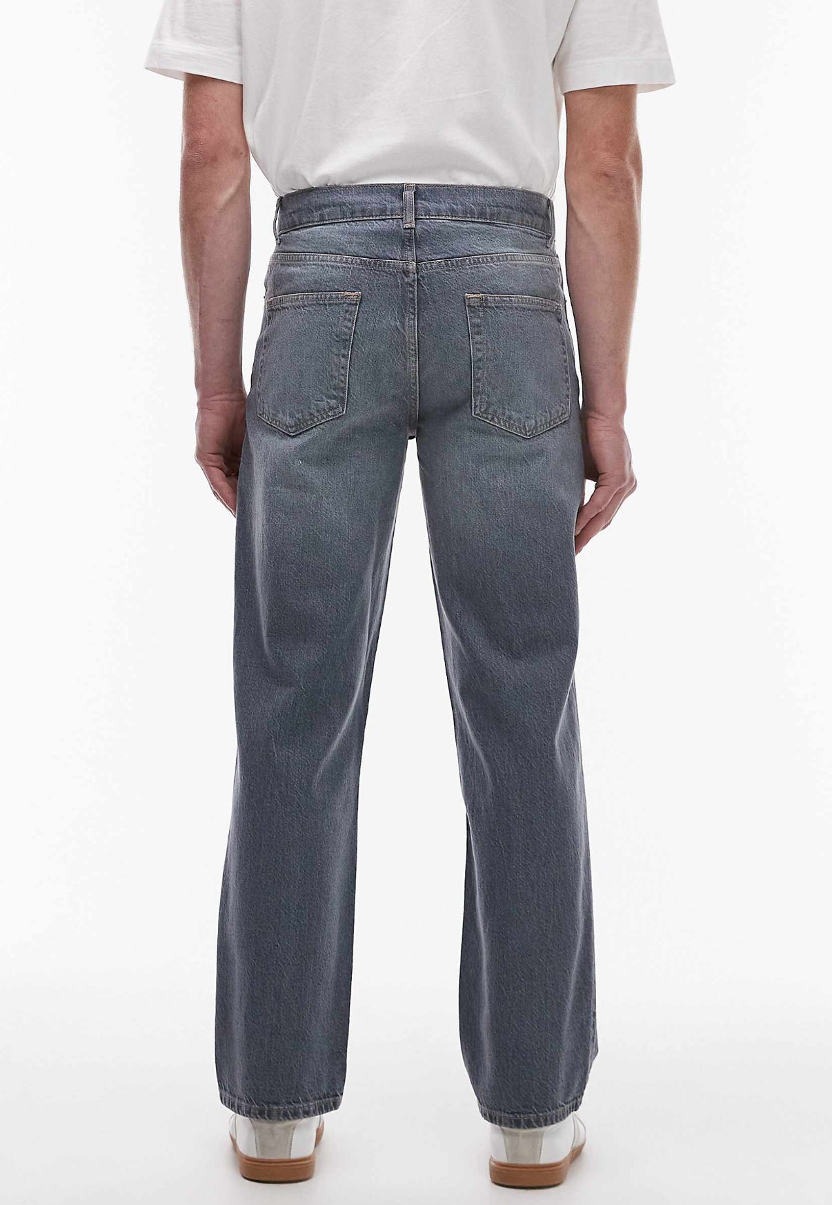 Topman rigid straight jean in mid wash blue
