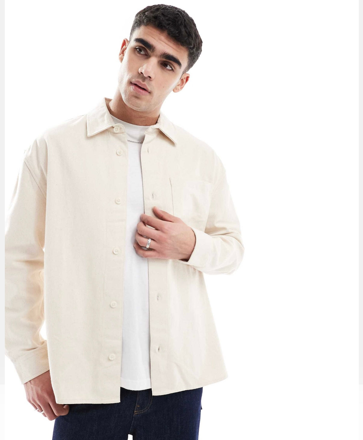 River Island relaxed fit overdyed shirt in ecru