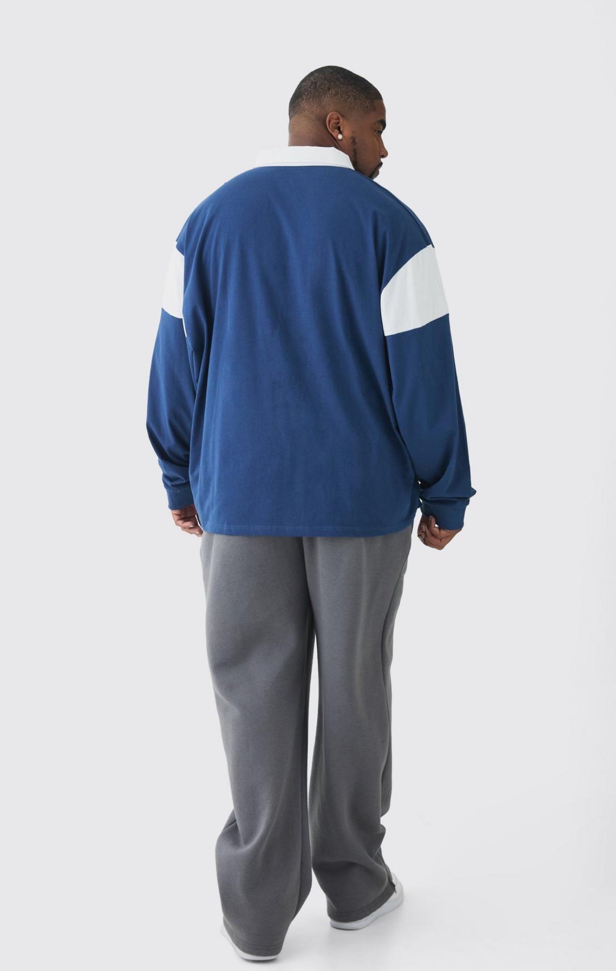 BoohooMAN Plus Oversized Worldwide Applique Rugby Polo