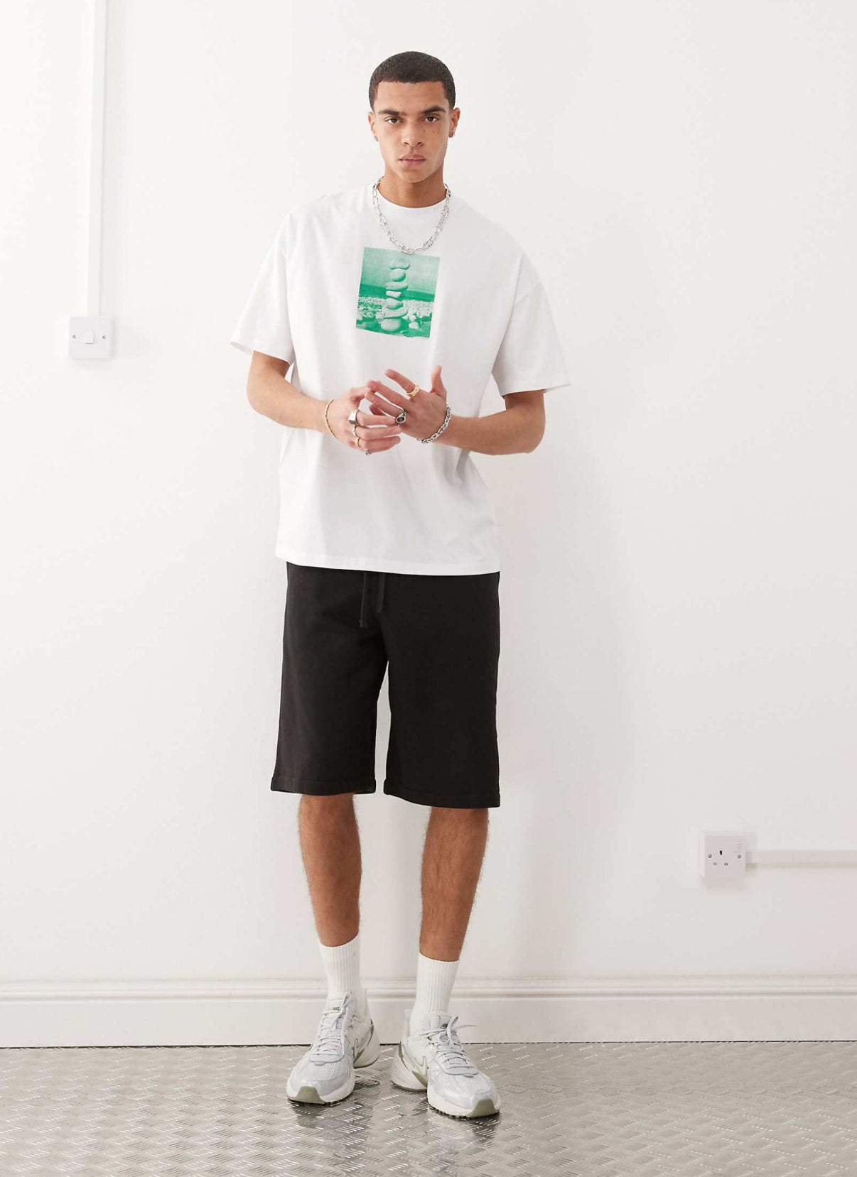 COLLUSION oversized front print t-shirt in white