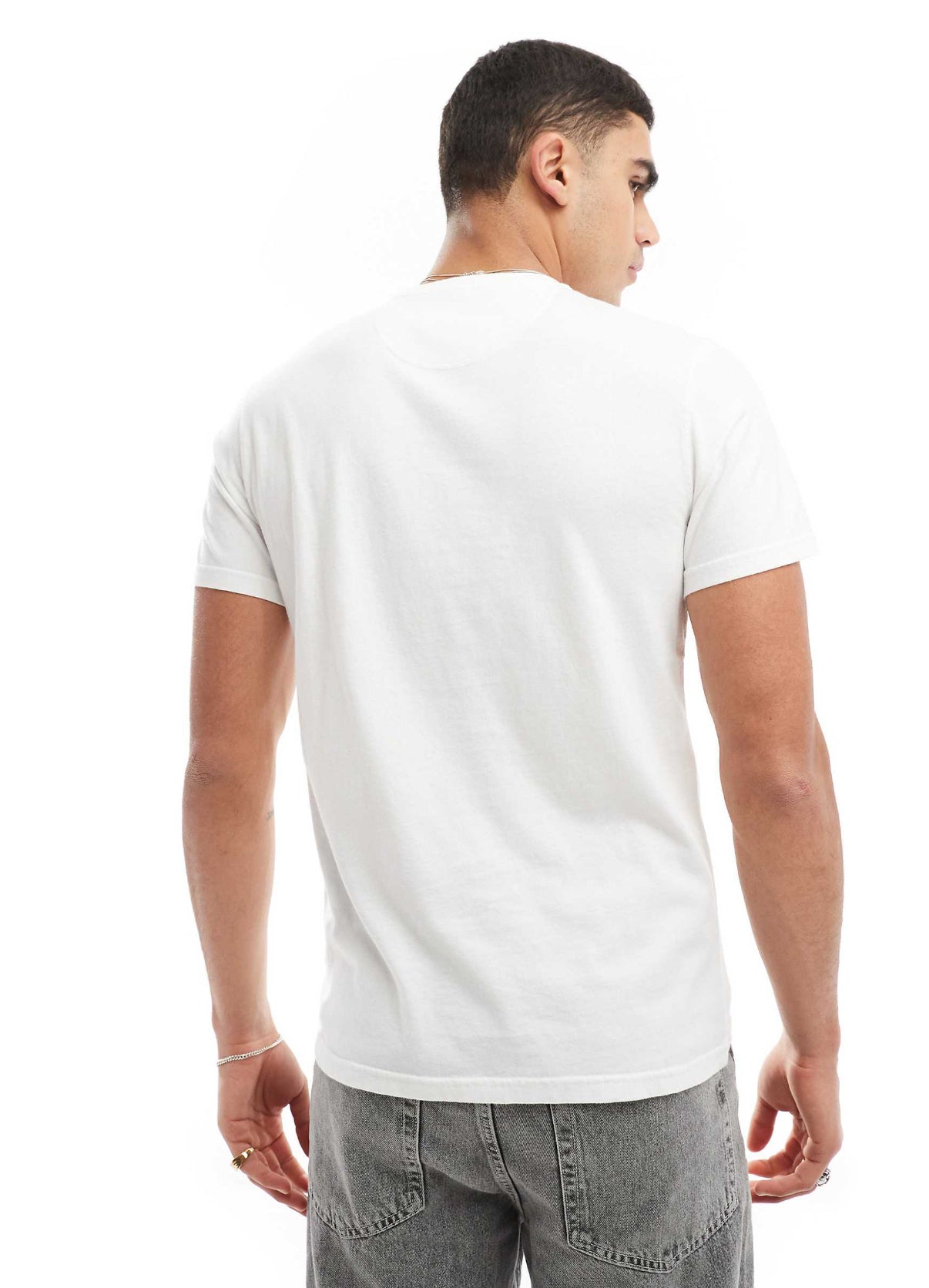 Barbour Ancroft collegiate tartan logo t-shirt in white