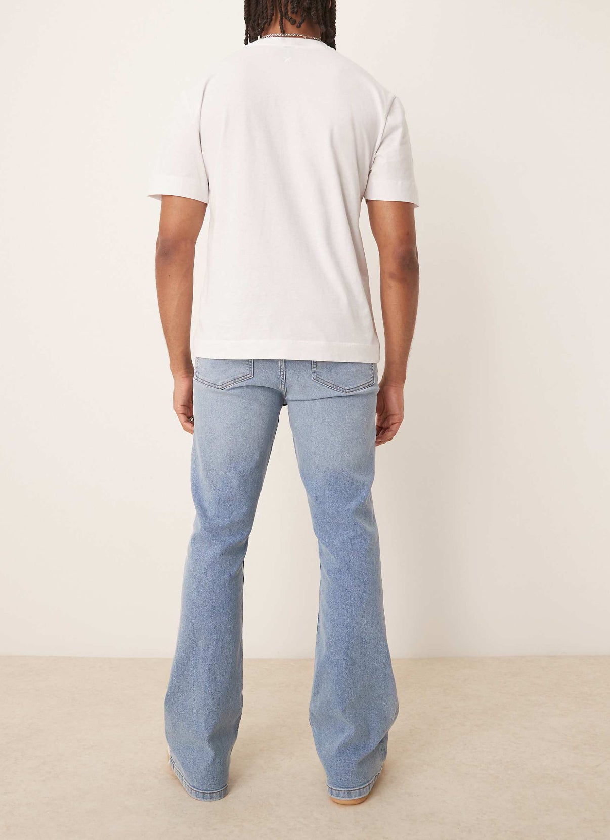 ASOS DESIGN stretch flare jeans in light wash blue